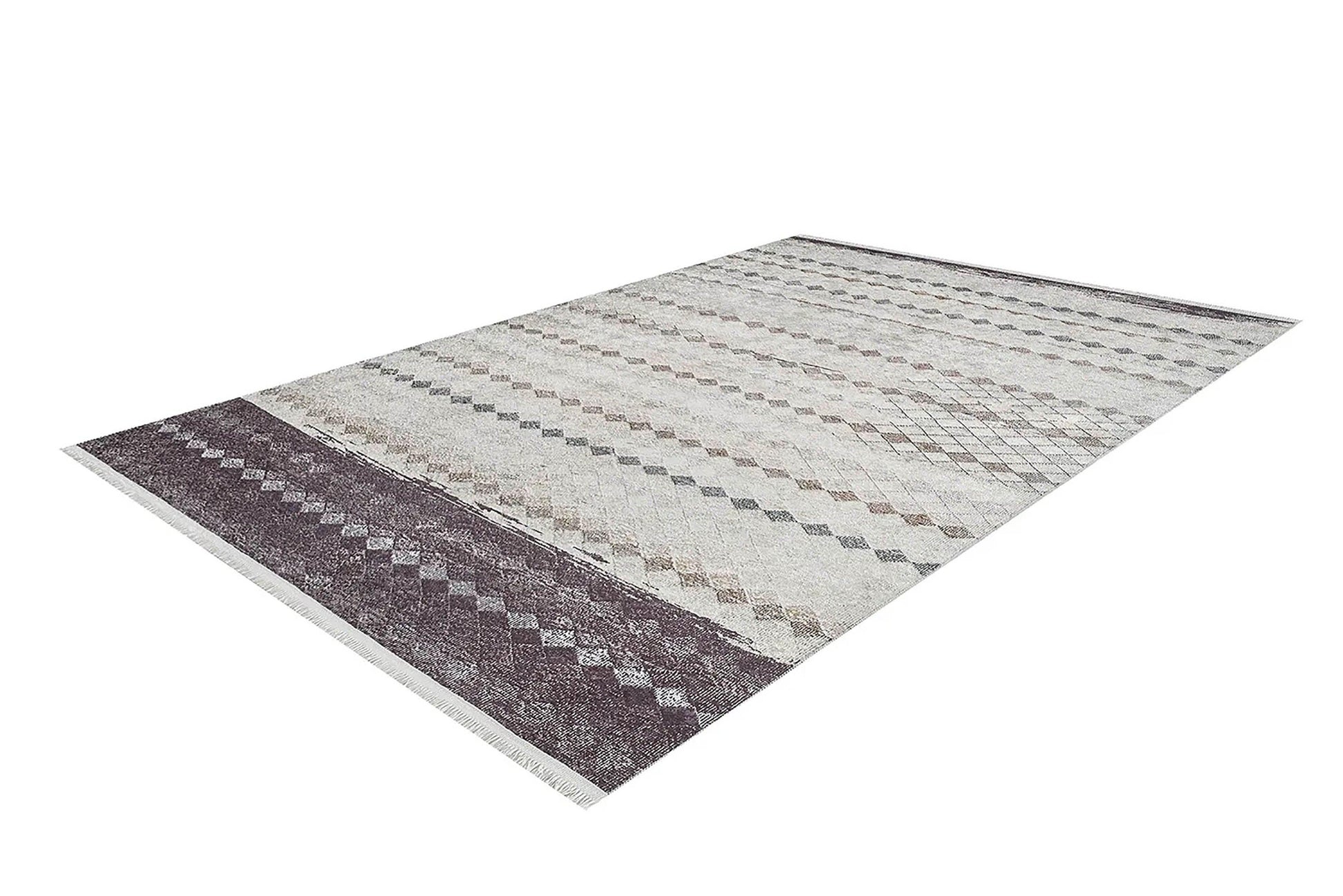 Bej Kahverengi Geometrik Antik Vintage Halı