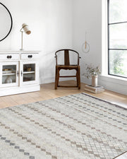 Bej Kahverengi Geometrik Antik Vintage Halı