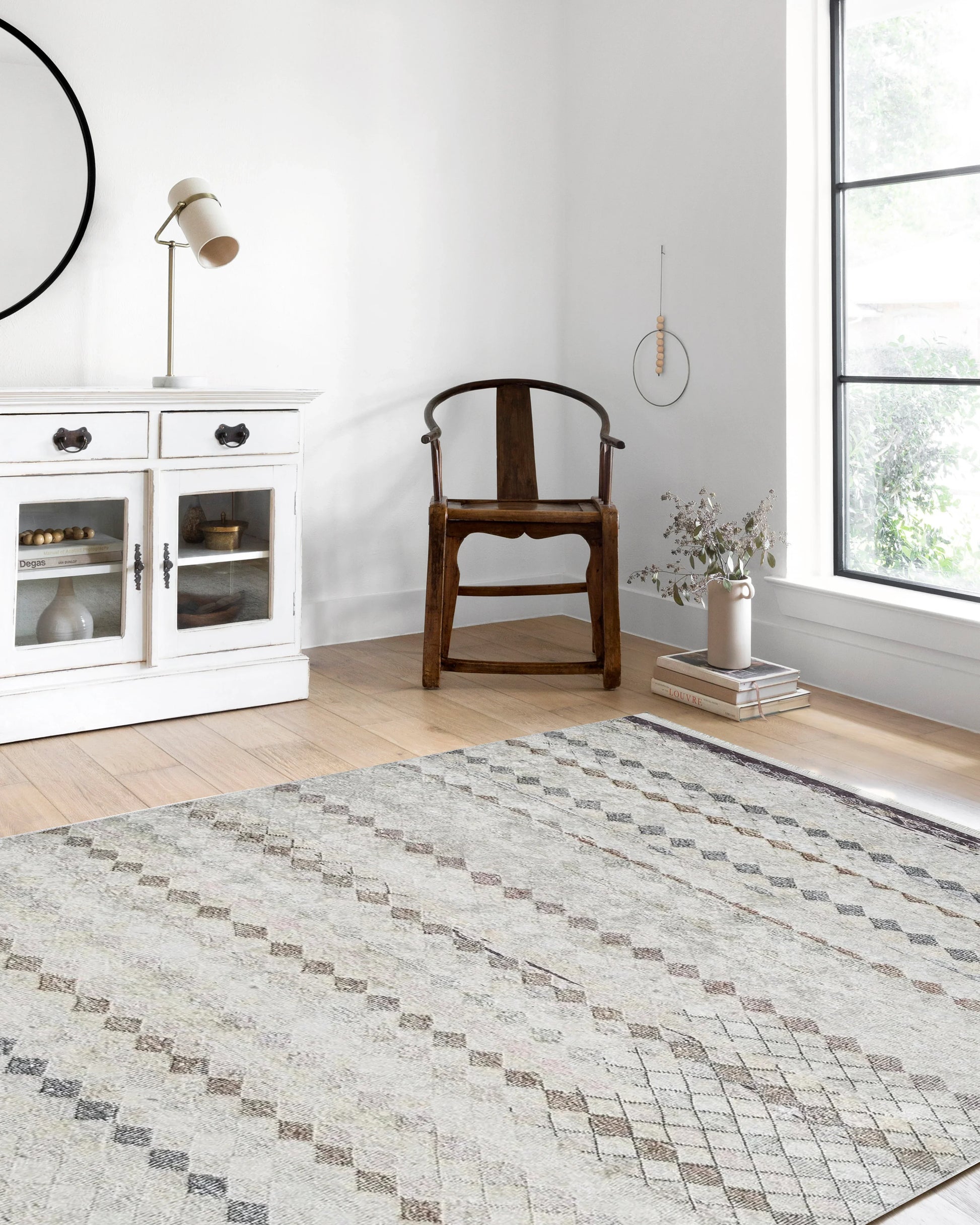 Bej Kahverengi Geometrik Antik Vintage Halı