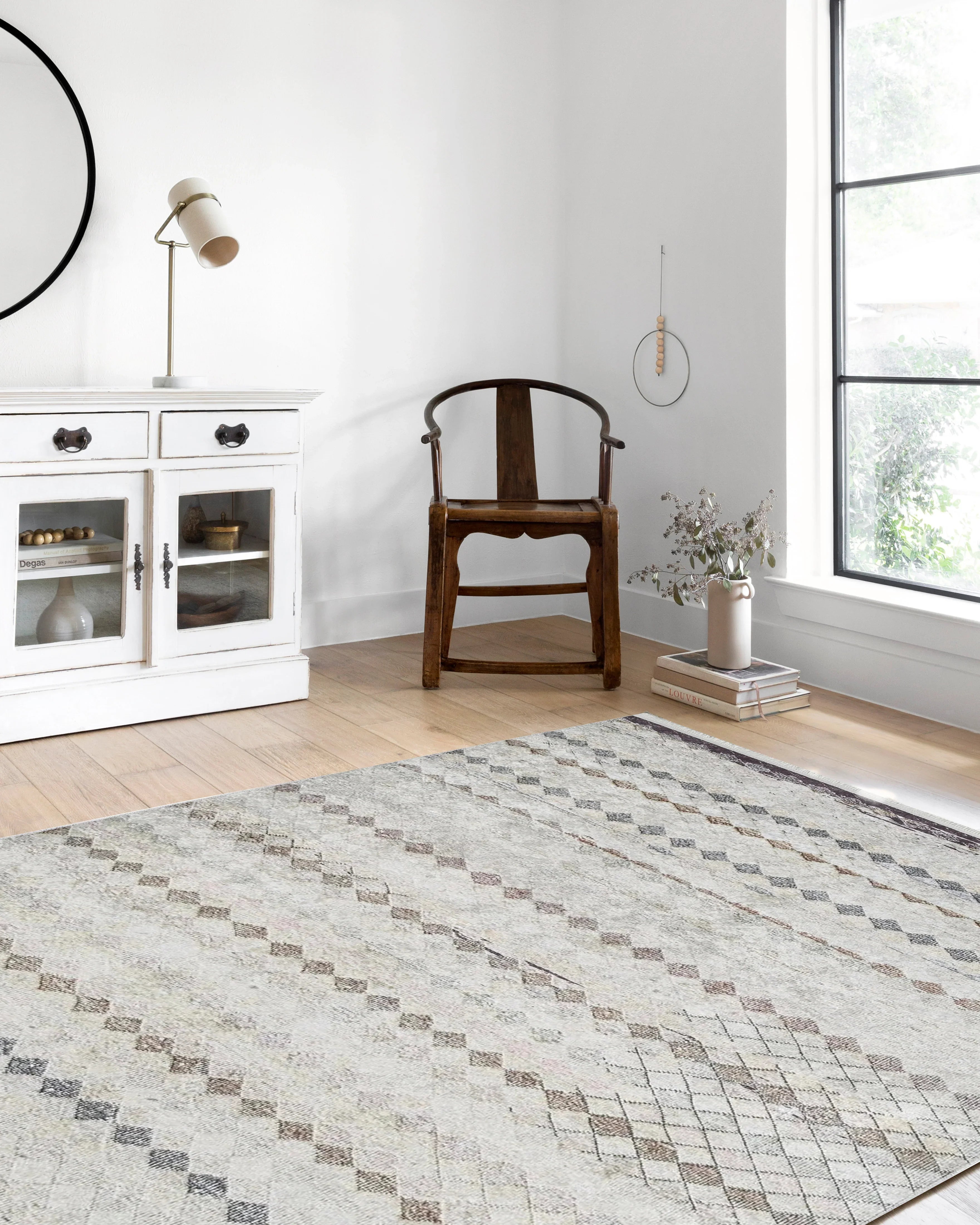 Bej Kahverengi Geometrik Antik Vintage Halı