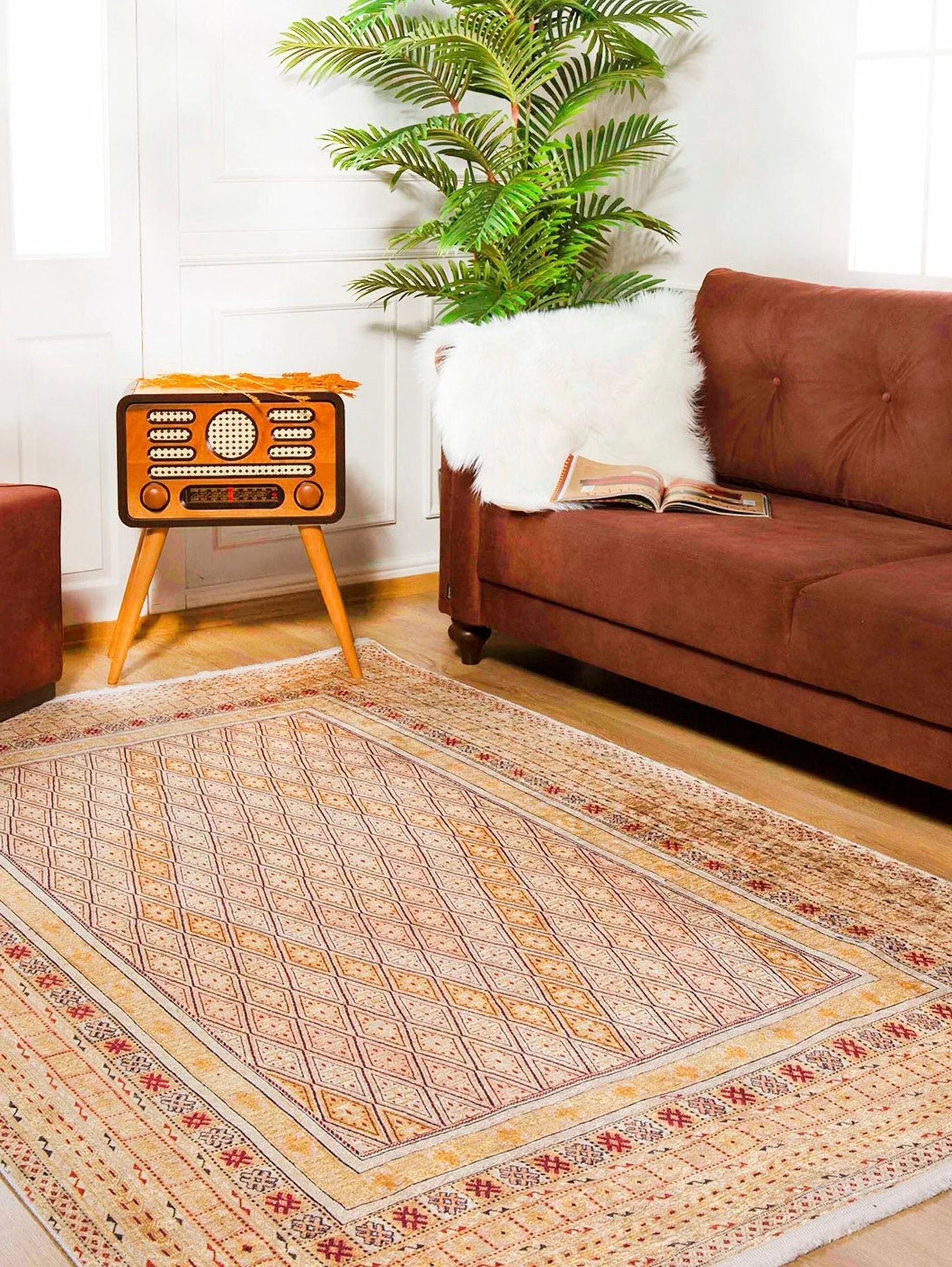 Bej Pastel Sarı Anadolu Kilim Halı