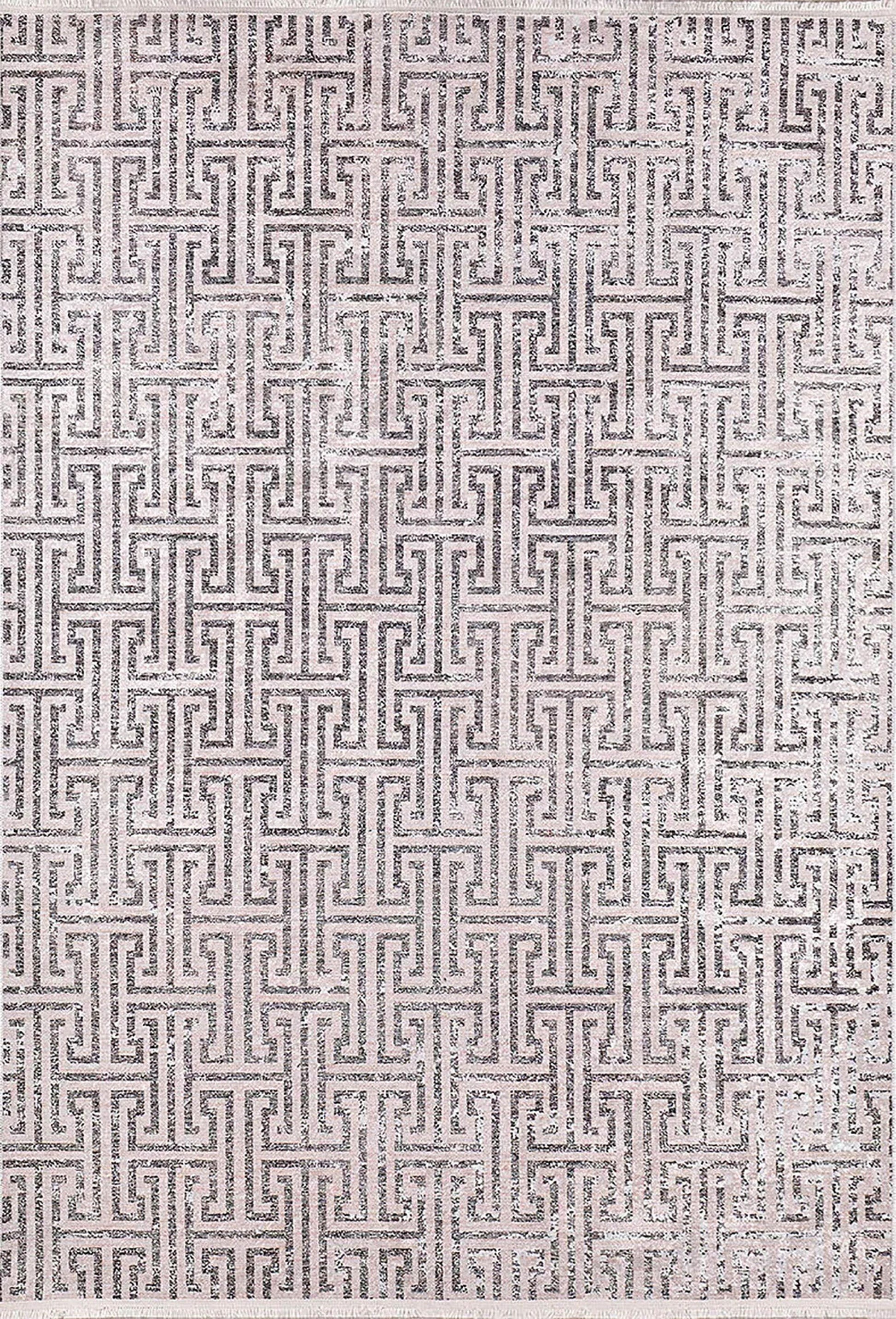 Bej Siyah Geometrik Modern Halı