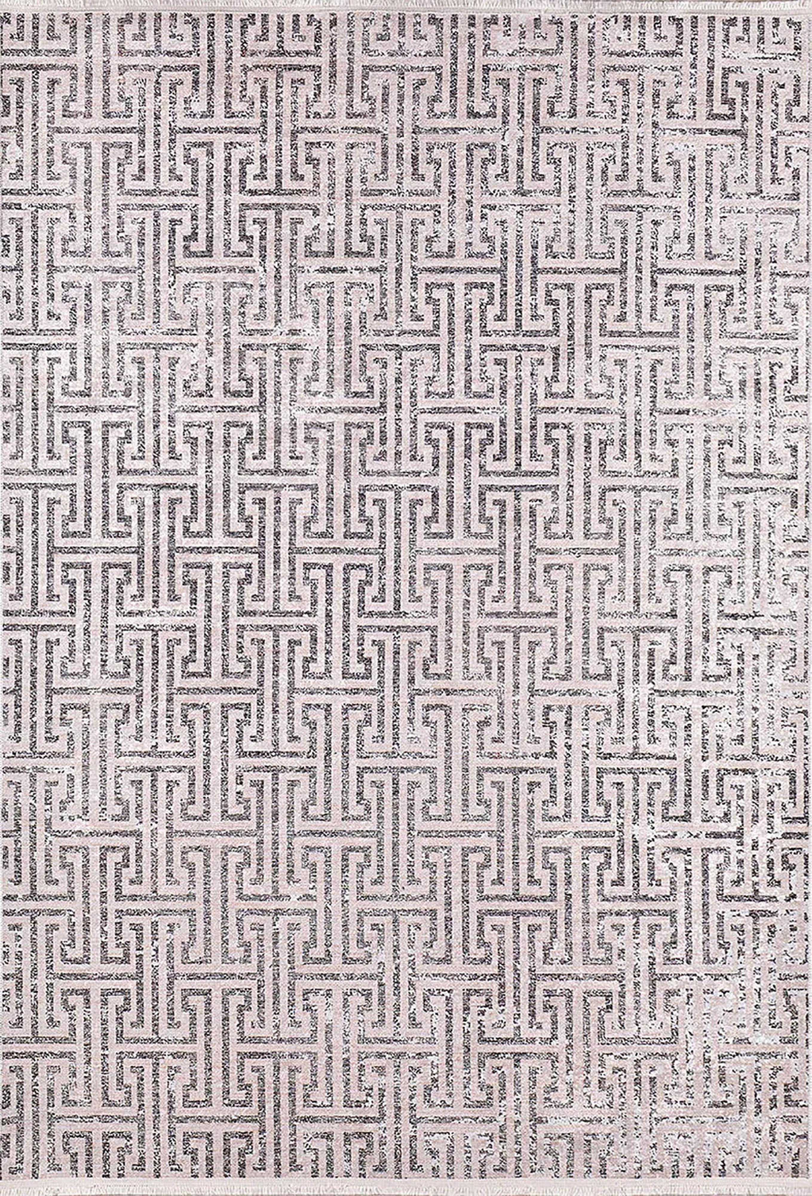 Bej Siyah Geometrik Modern Halı