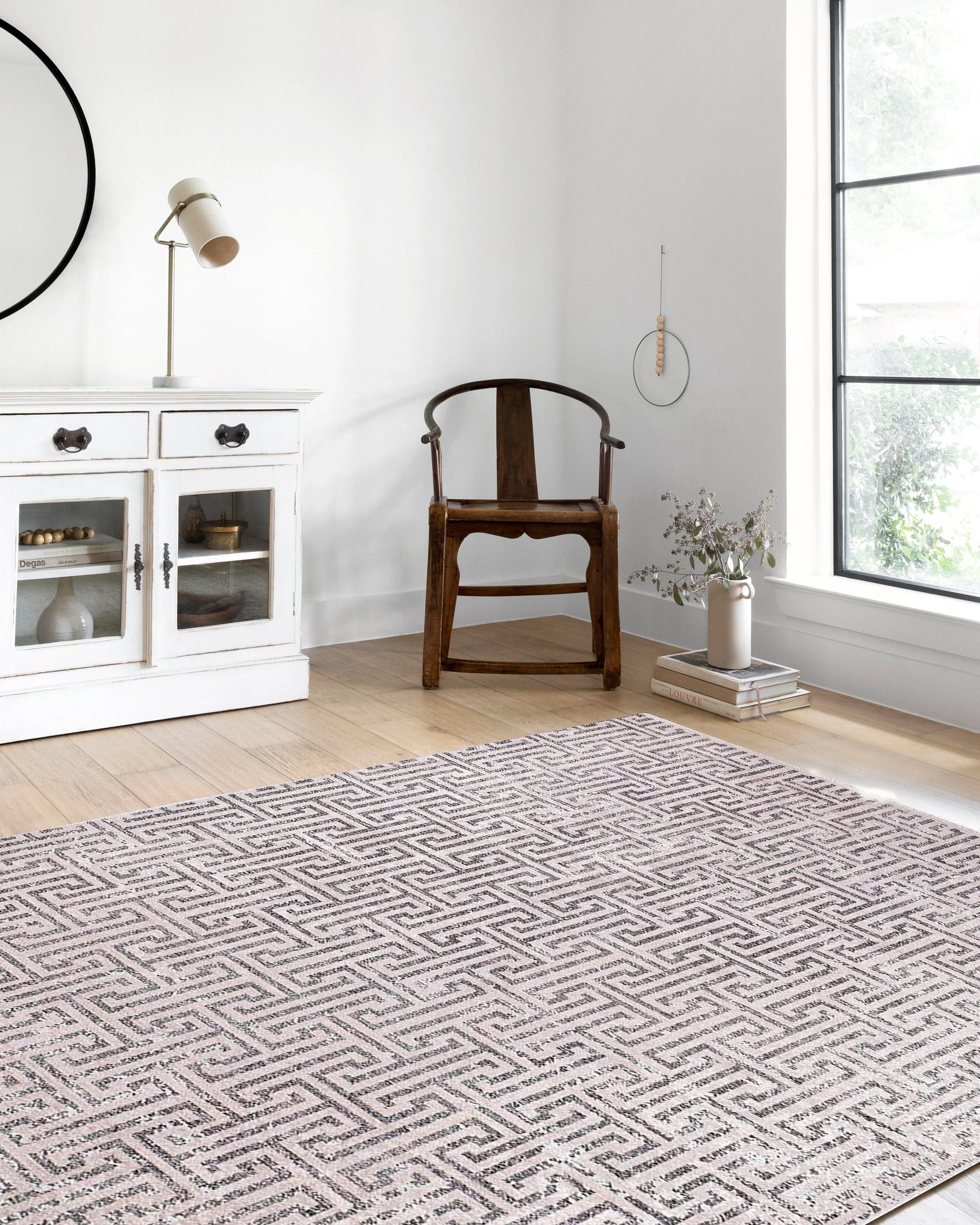Bej Siyah Geometrik Modern Halı