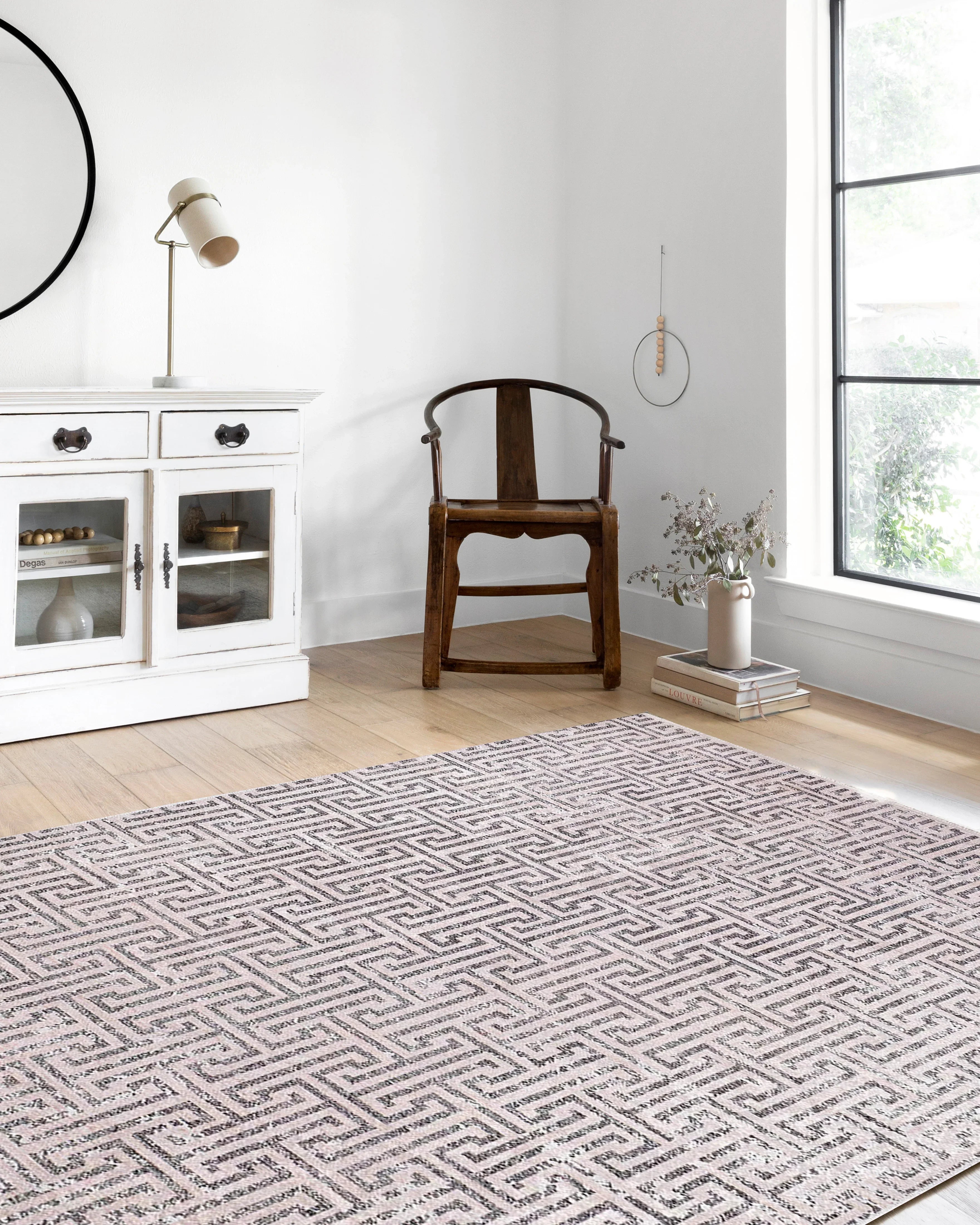 Bej Siyah Geometrik Modern Halı