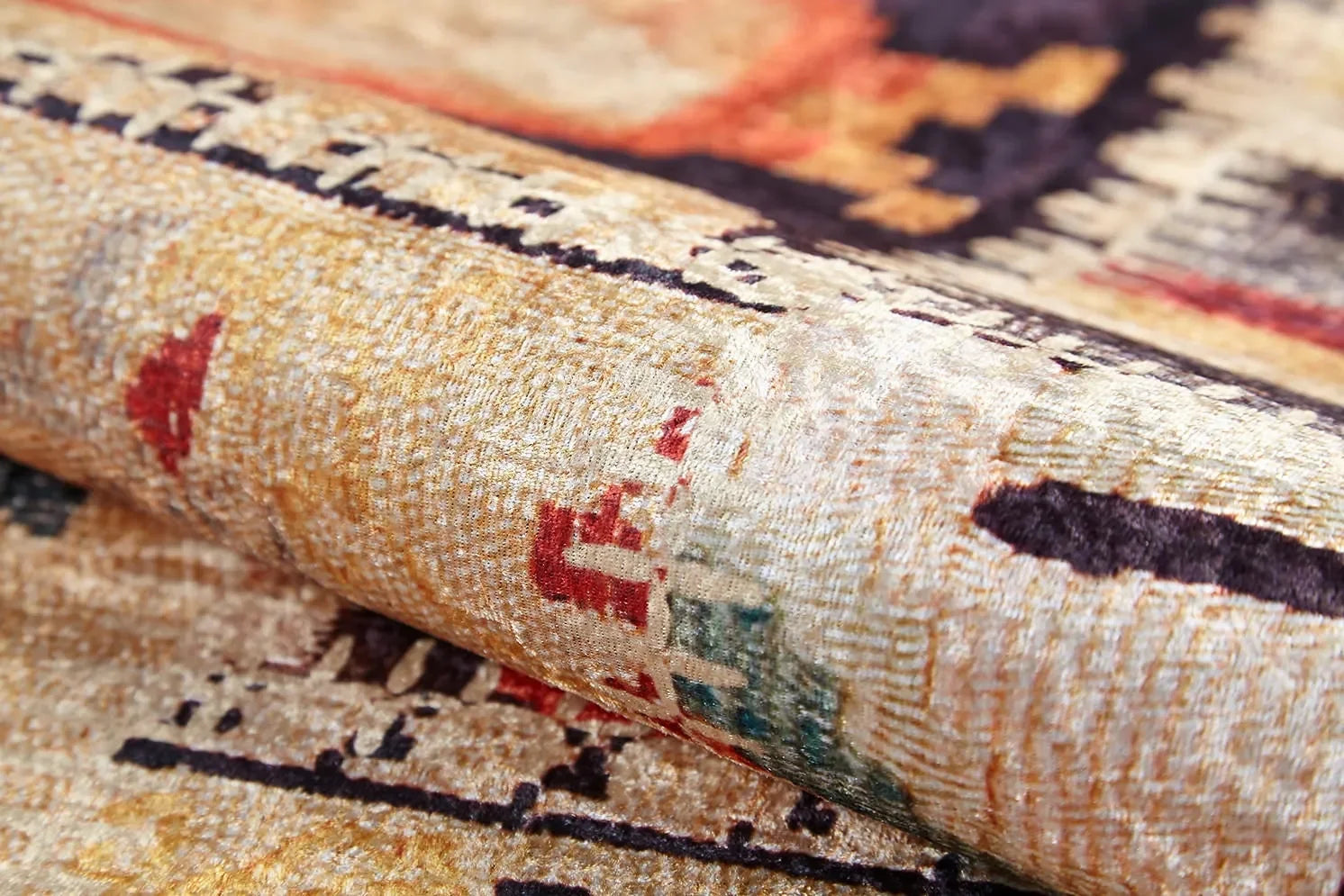 Bej Toprak Tonları Patchwork Görünümlü Halı