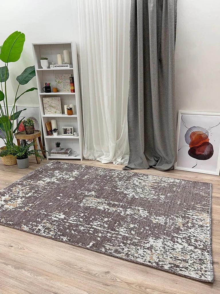 Beyaz Bej Çift Taraflı Modern Yıkanabilir Antibakteriyel Halı