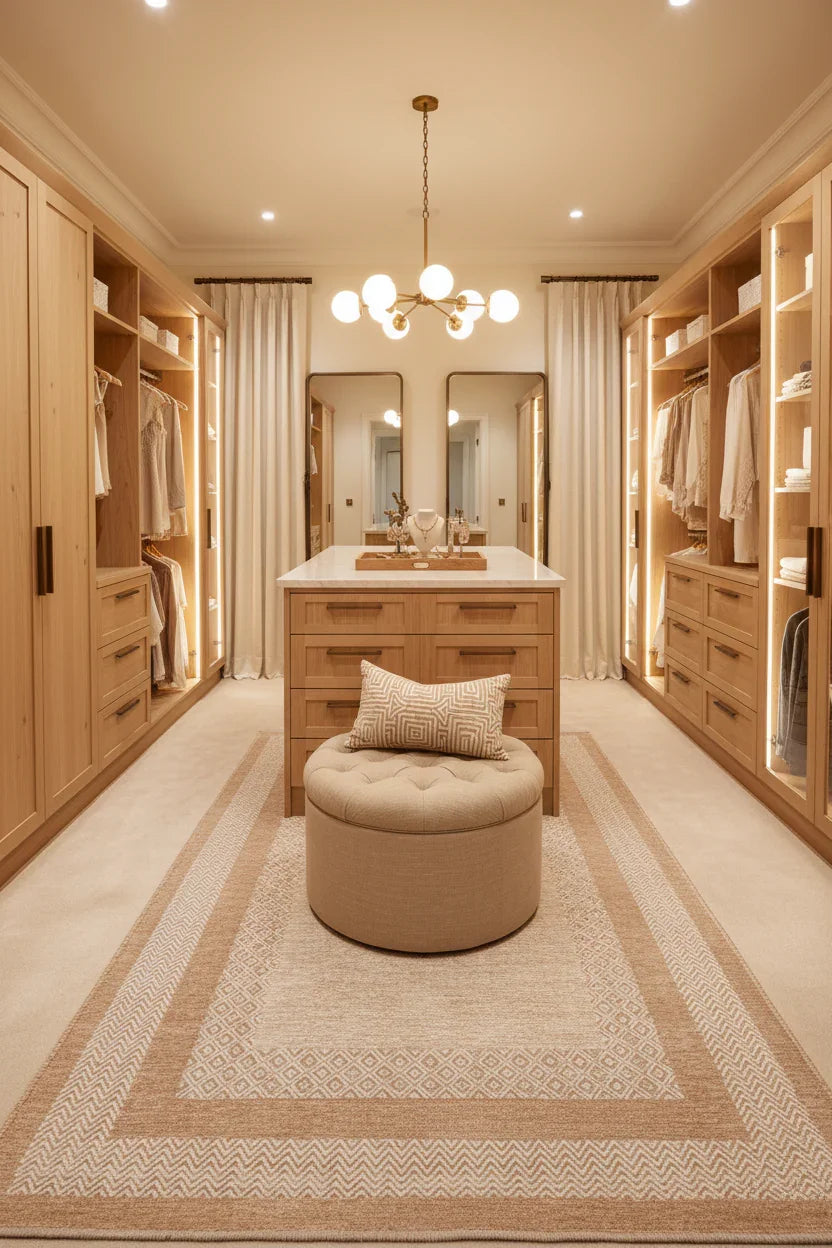 Beyaz Bej Modern Yıkanabilir Antibakteriyel Salon Halısı