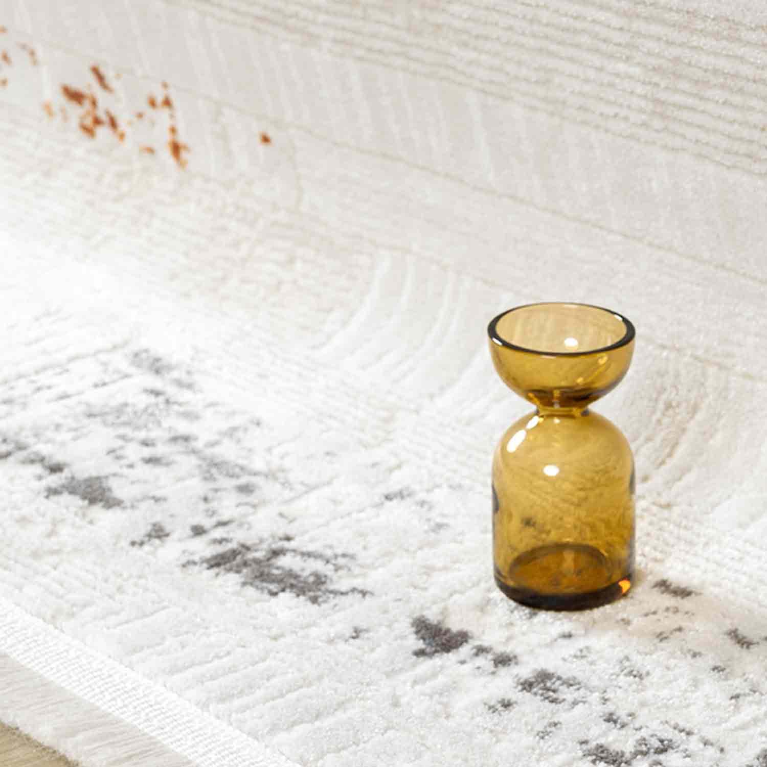Beyaz Çok Renkli Yatay Blok Desenli Modern Halı