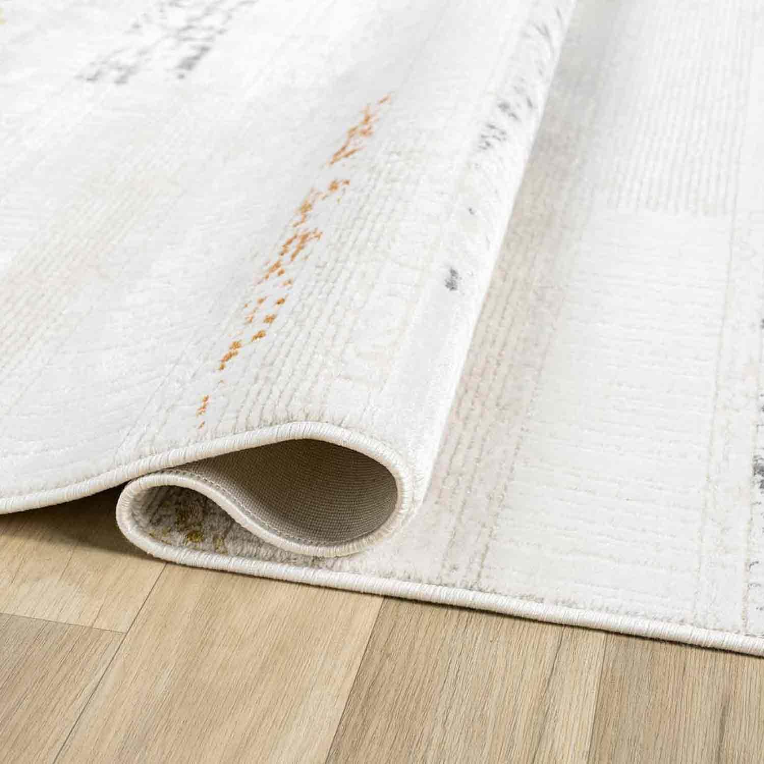 Beyaz Çok Renkli Yatay Blok Desenli Modern Halı