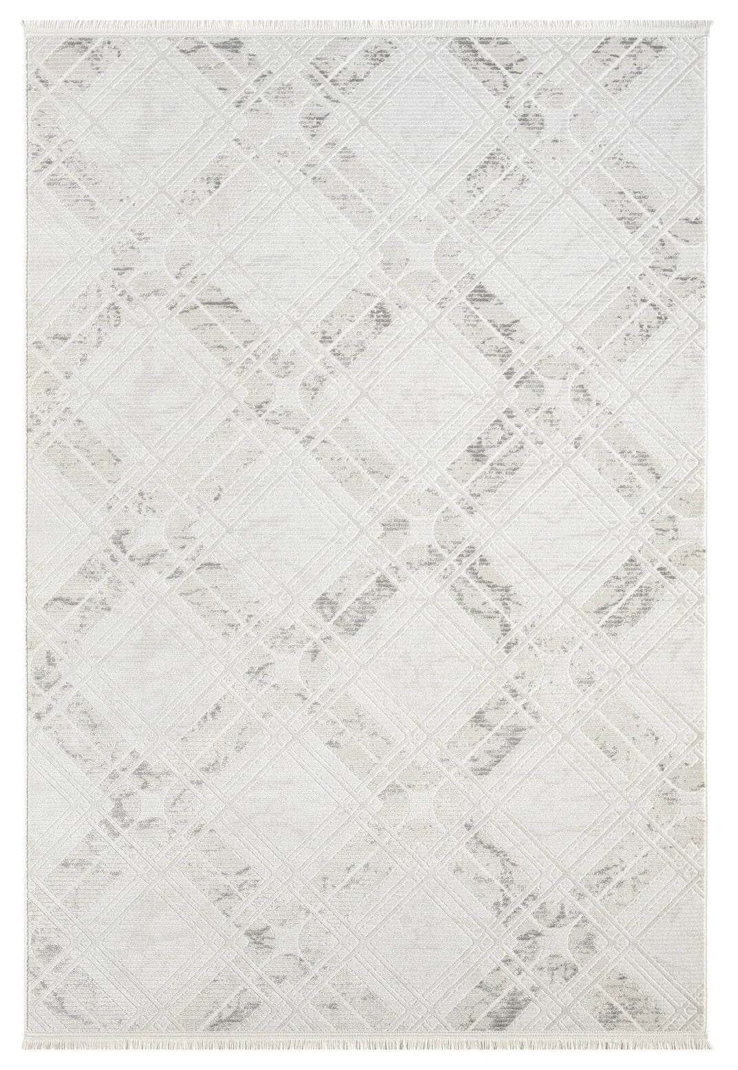 Beyaz Gri Baklava Geometrik Modern Halı