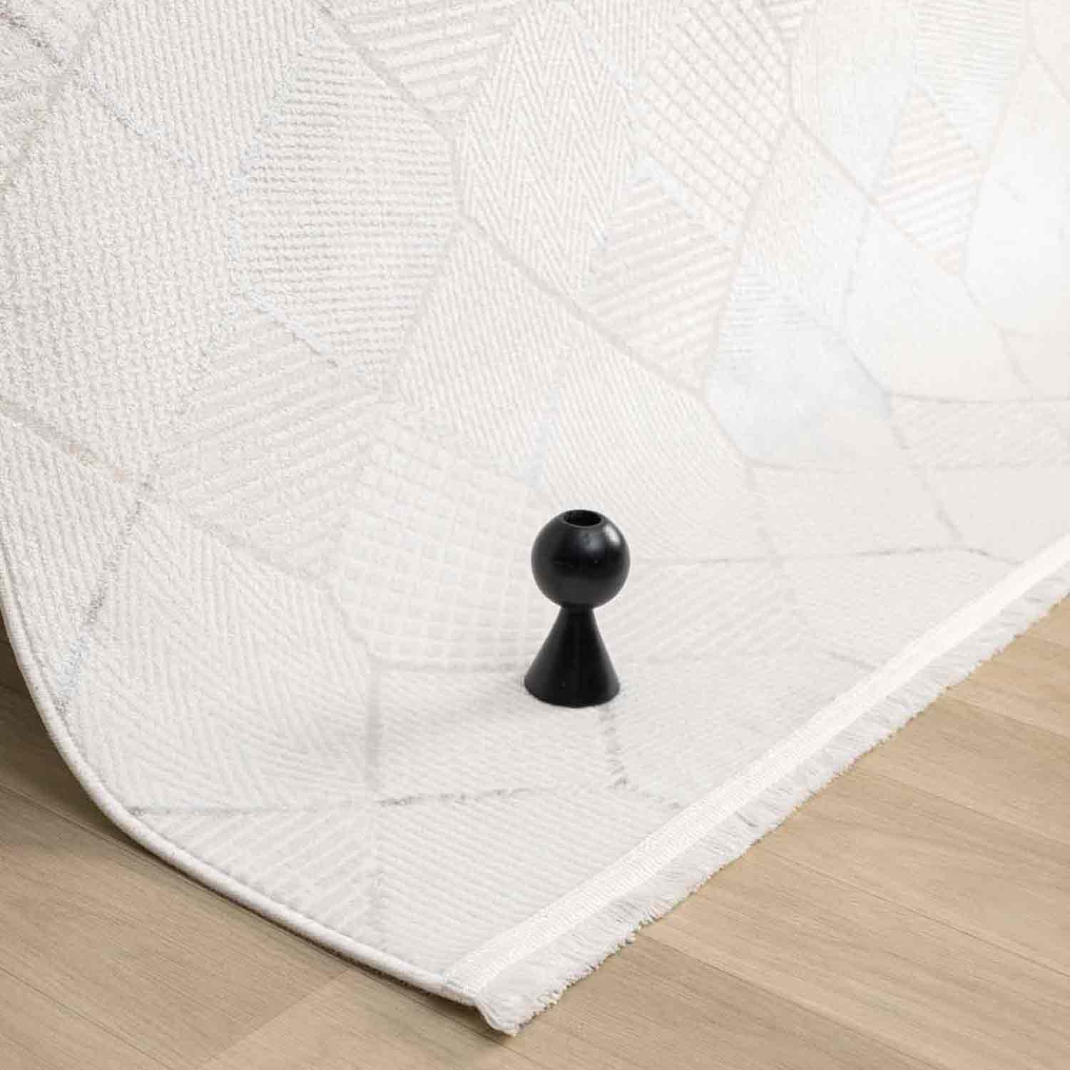 Beyaz Gri Bej Altıgen Geometrik Modern Halı