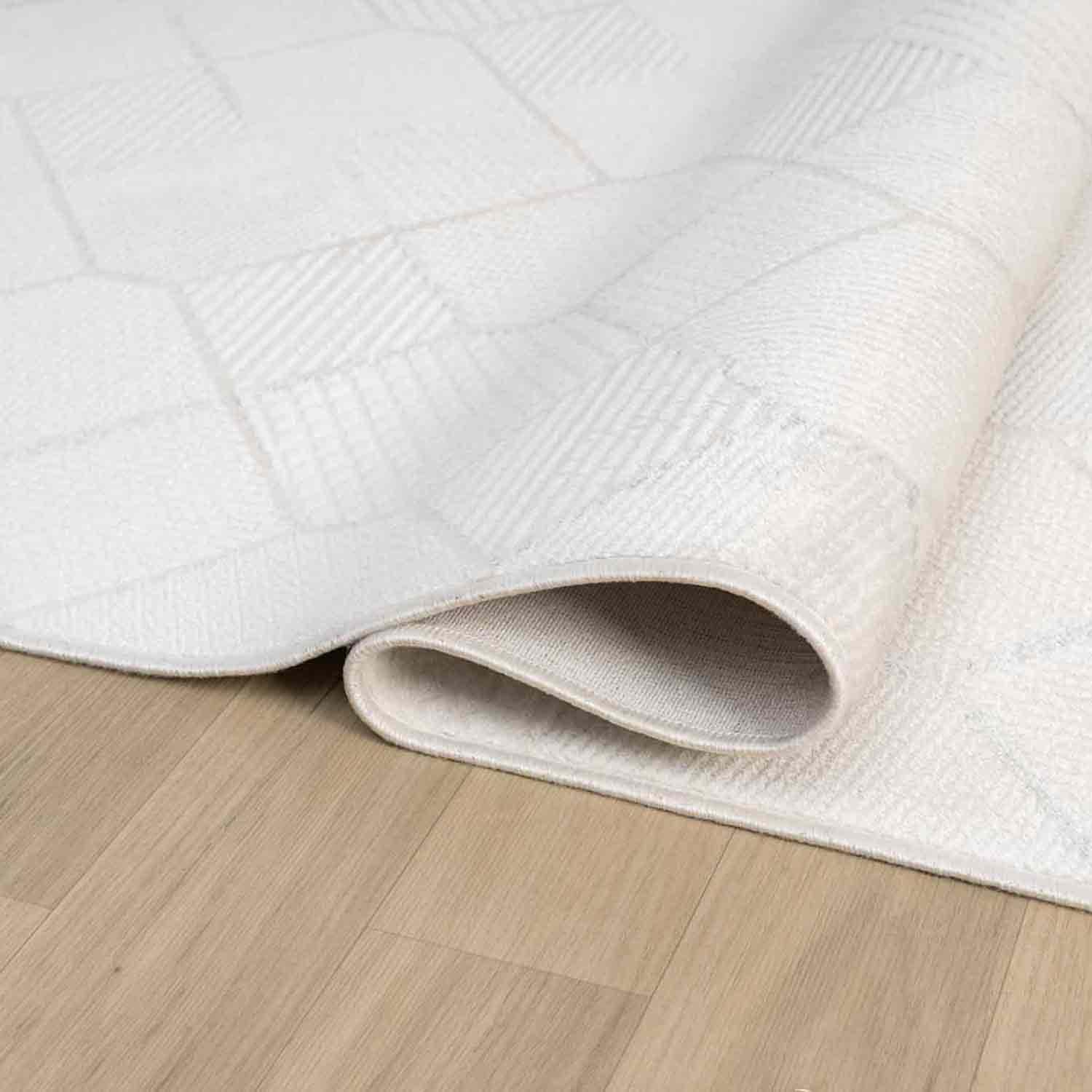 Beyaz Gri Bej Altıgen Geometrik Modern Halı
