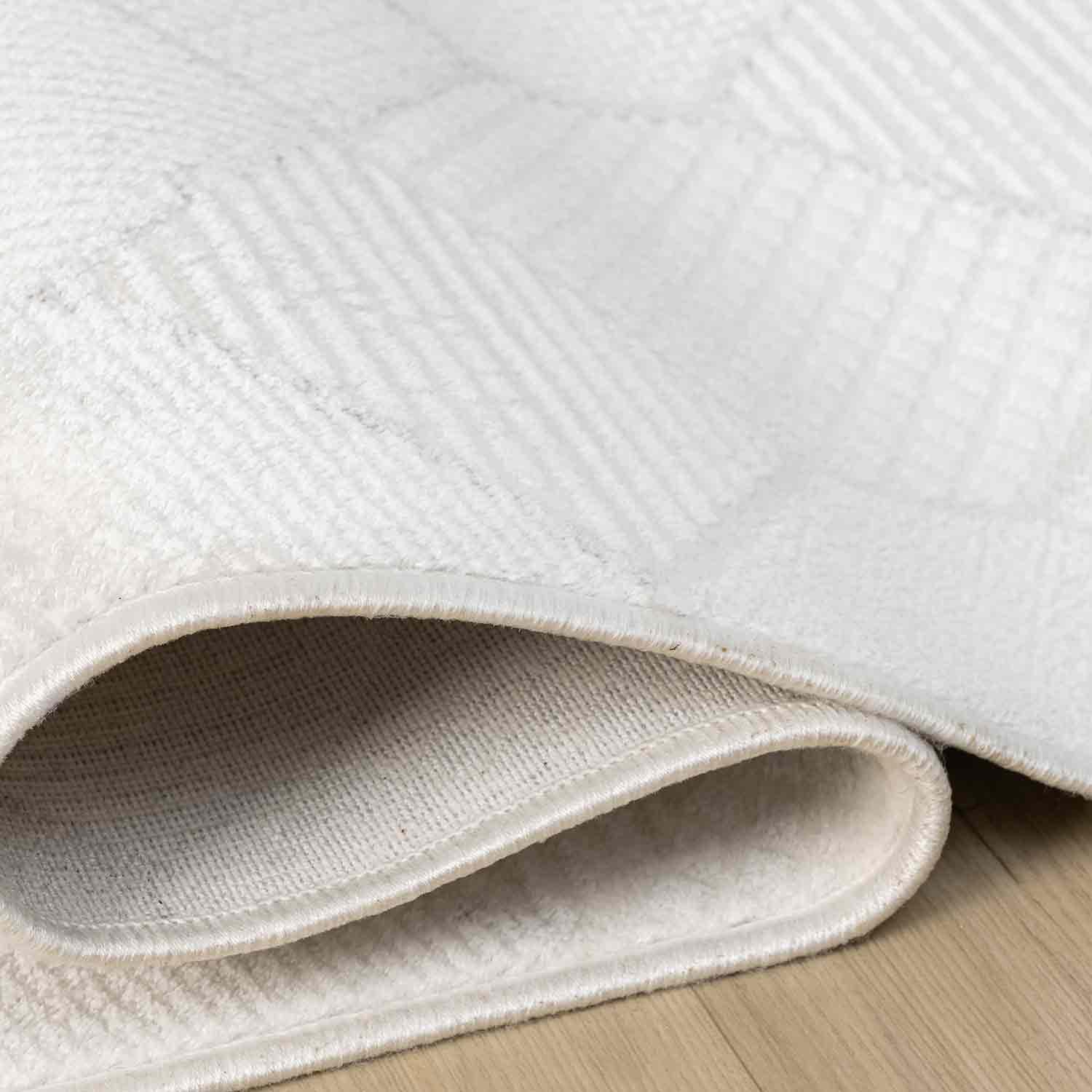 Beyaz Gri Bej Altıgen Geometrik Modern Halı
