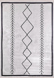Beyaz Gri Bohem Geometrik İskandinav Desenli Salon Halısı
