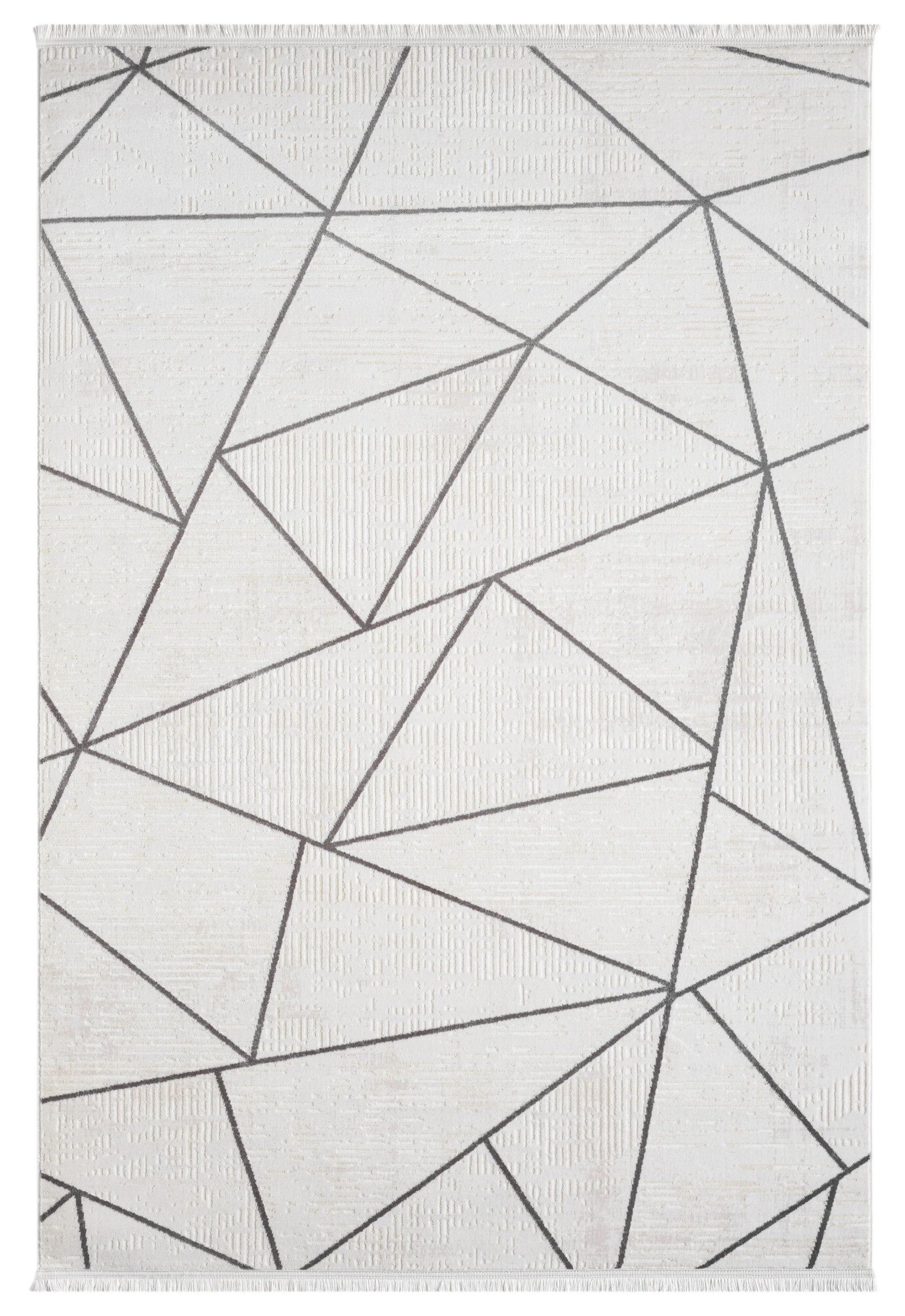 Beyaz Gri Siyah Üçgen Geometrik Modern Halı