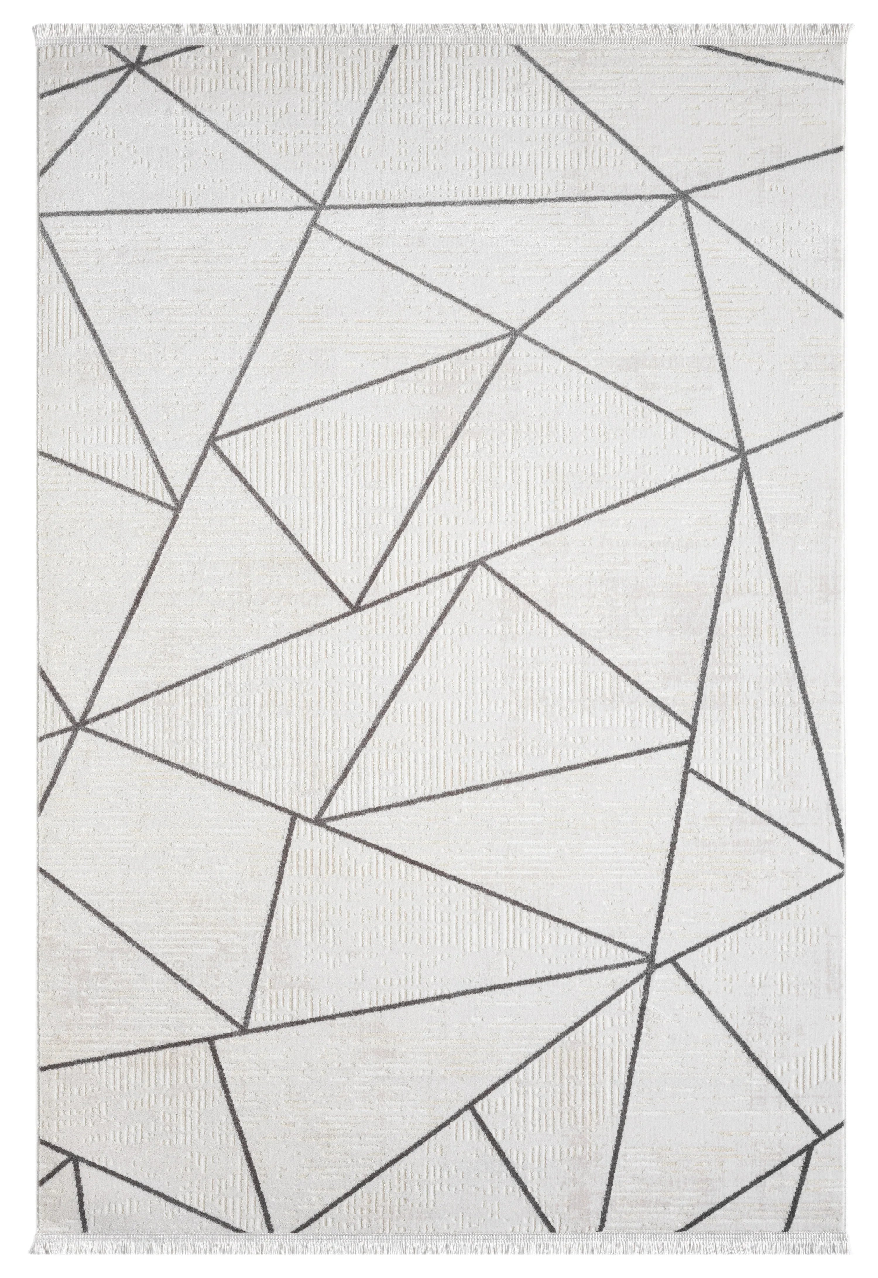 Beyaz Gri Siyah Üçgen Geometrik Modern Halı