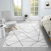 Beyaz Gri Siyah Üçgen Geometrik Modern Halı