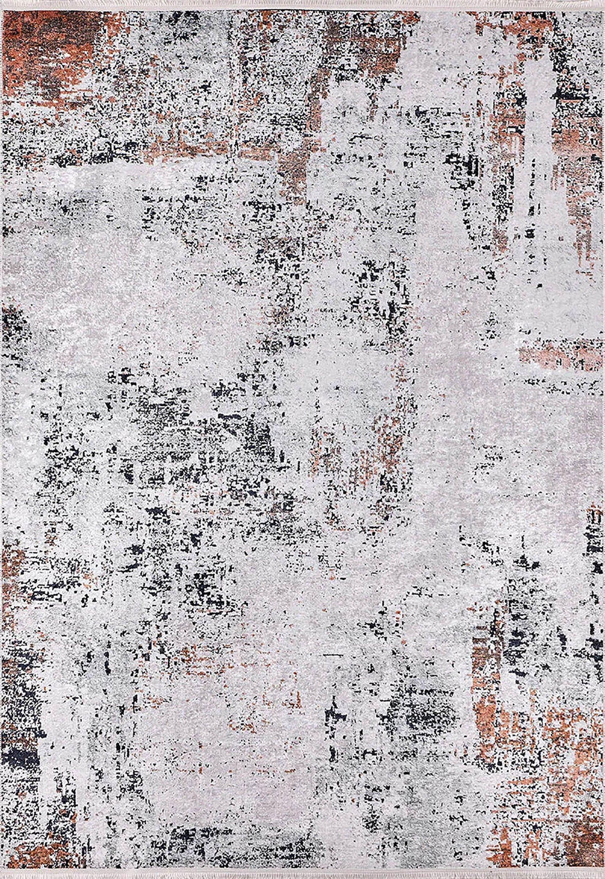Beyaz, Pas ve Siyah Modern Soyut Sanat Halısı