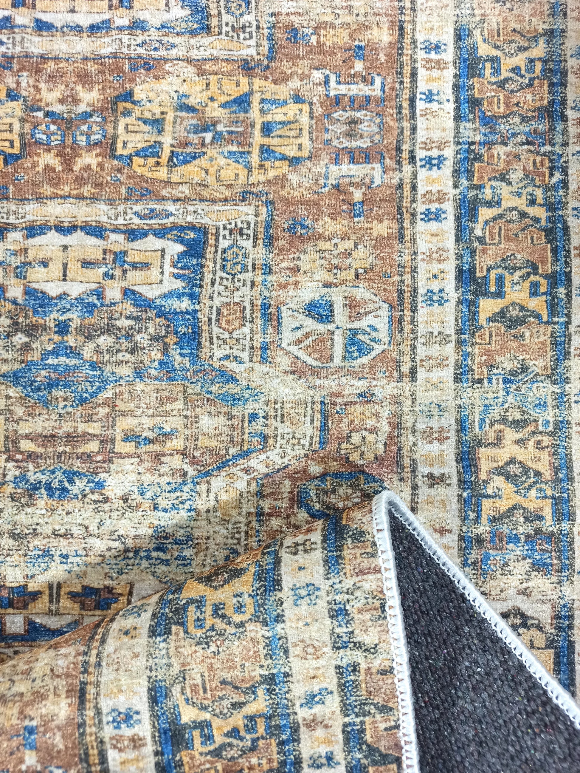 Bohem Mavi Bej Otantik Halı