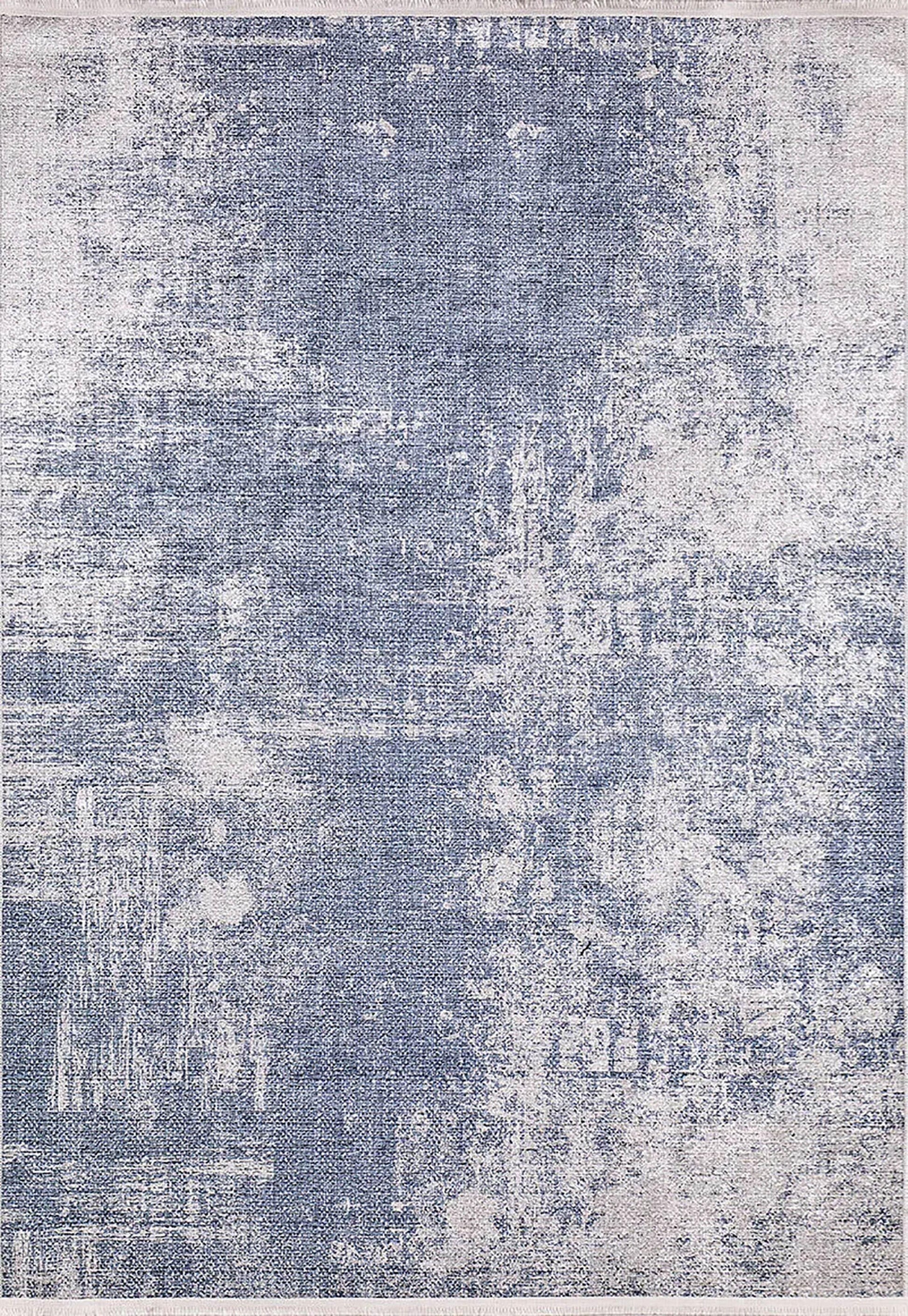 Buz Mavisi ve Beyaz Soyut Sanat Halısı