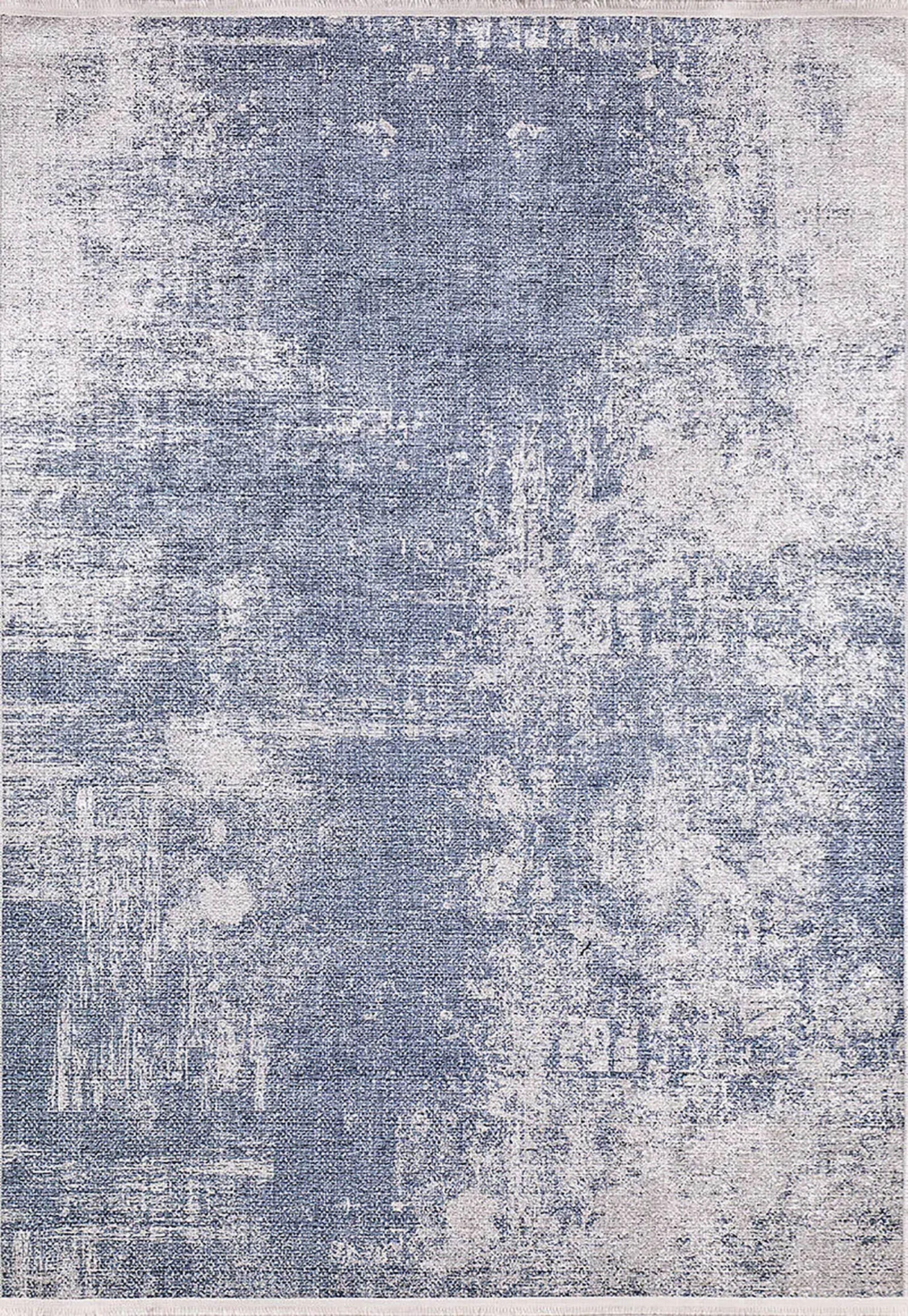 Buz Mavisi ve Beyaz Soyut Sanat Halısı