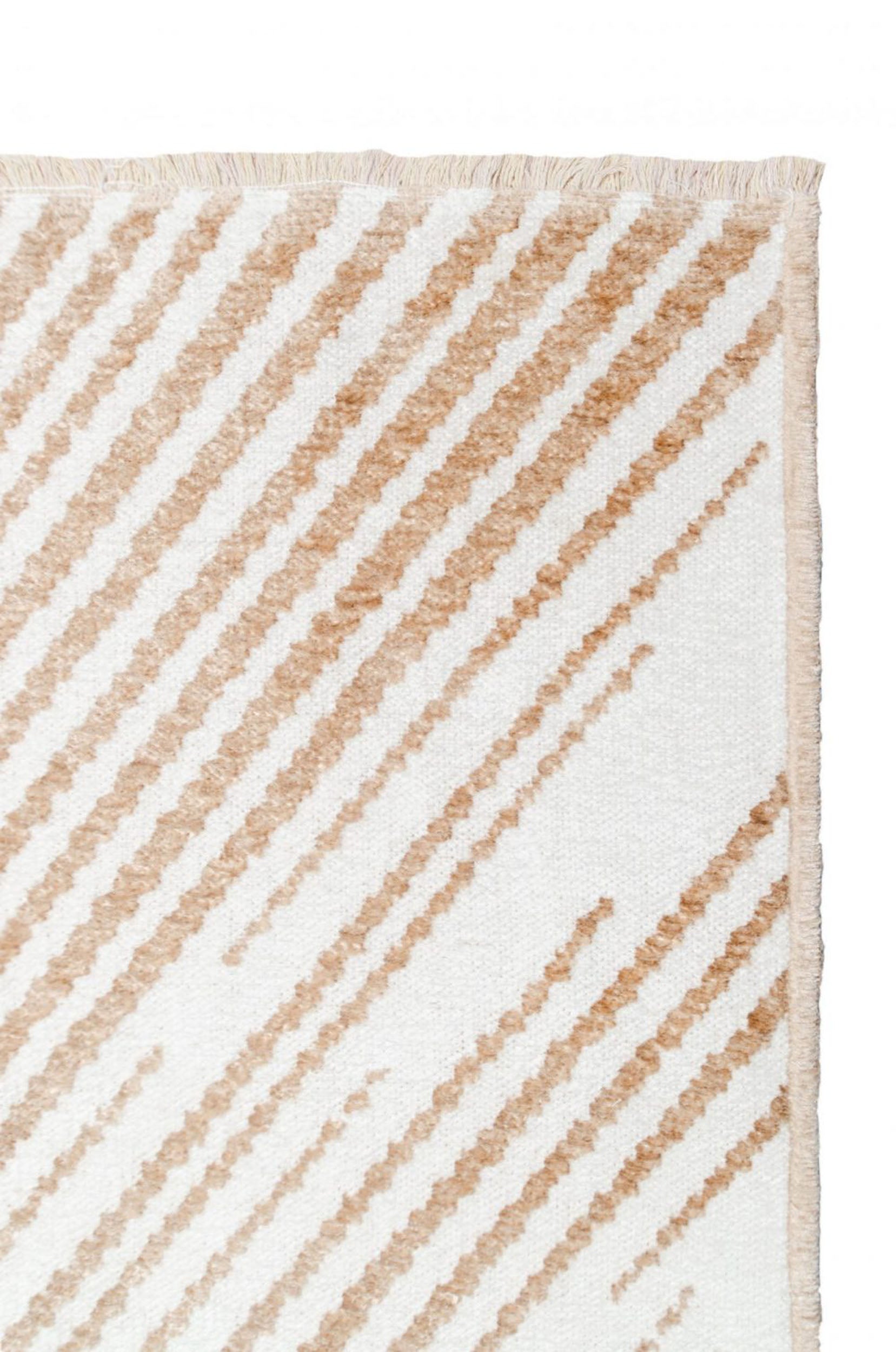 Çift Taraflı Bej ve Krem Modern İskandinav Geometrik Desen Halı - OUTLET - BEJHALOU
