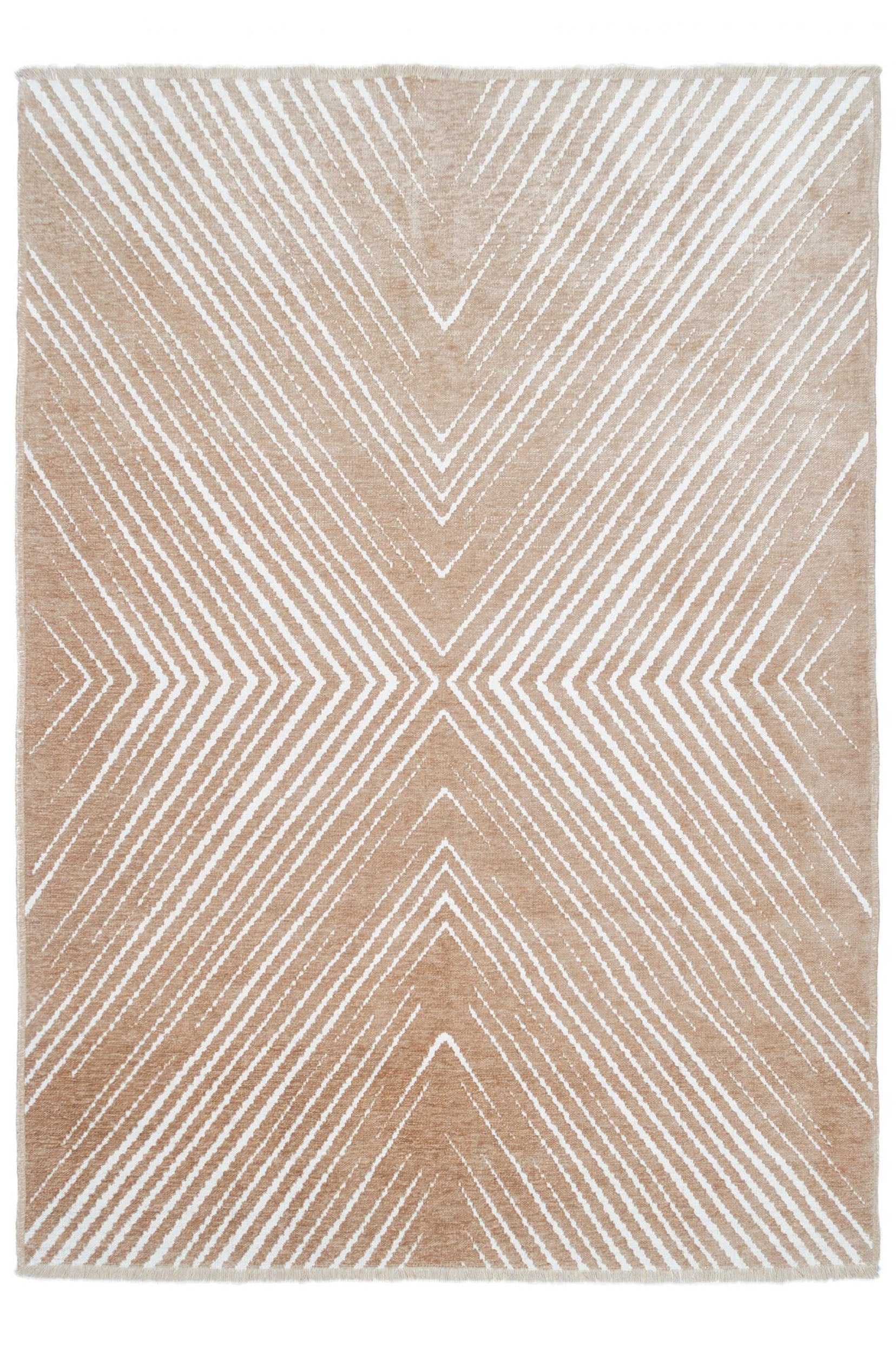 Çift Taraflı Bej ve Krem Modern İskandinav Geometrik Desen Halı - OUTLET - BEJHALOU