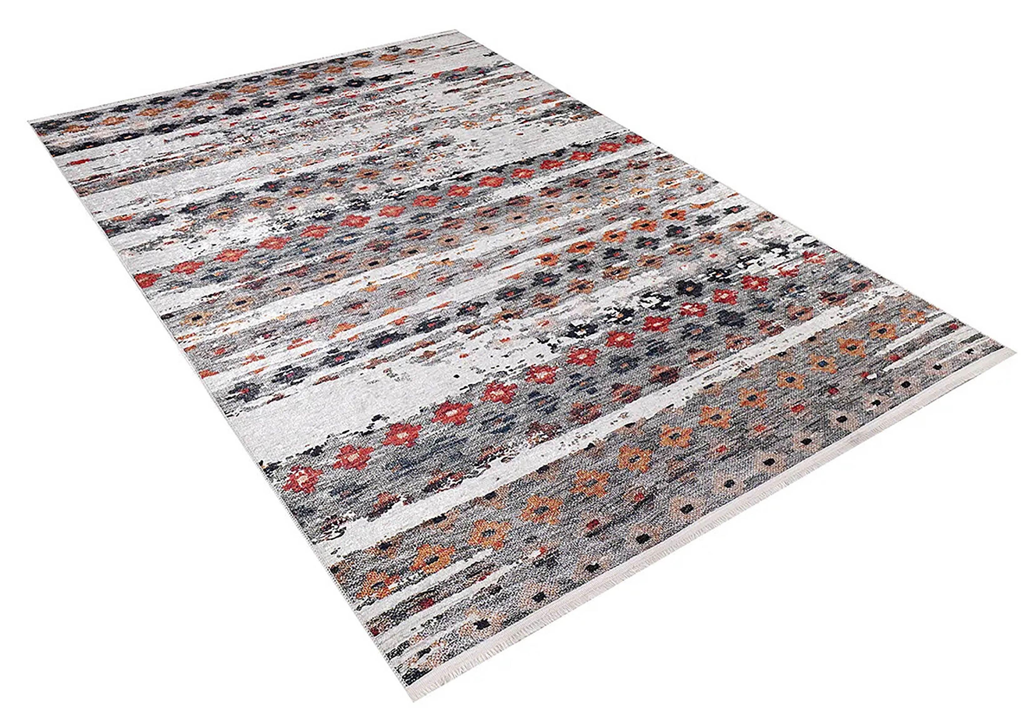 Çok Renkli Çiçek Desenli Kilim Halı