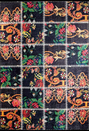 Çok Renkli Klasik Çiçekli Patchwork Görünümlü Halı
