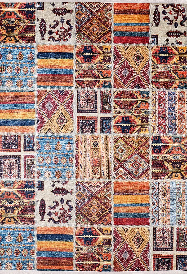 Çok Renkli Otantik Kilim Patchwork Görünümlü Halı
