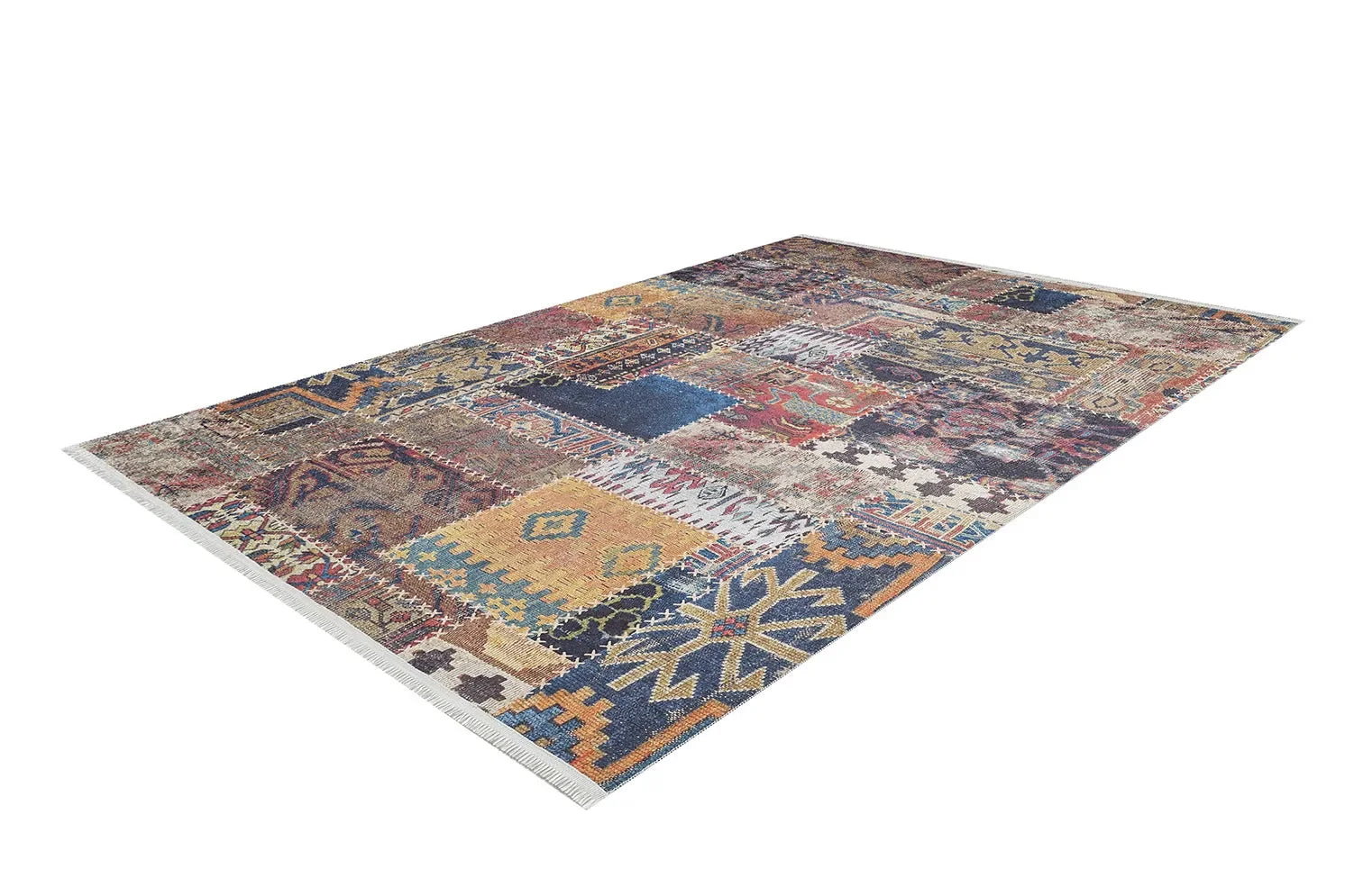 Çok Renkli Rustik Kilim Patchwork Görünümlü Halı