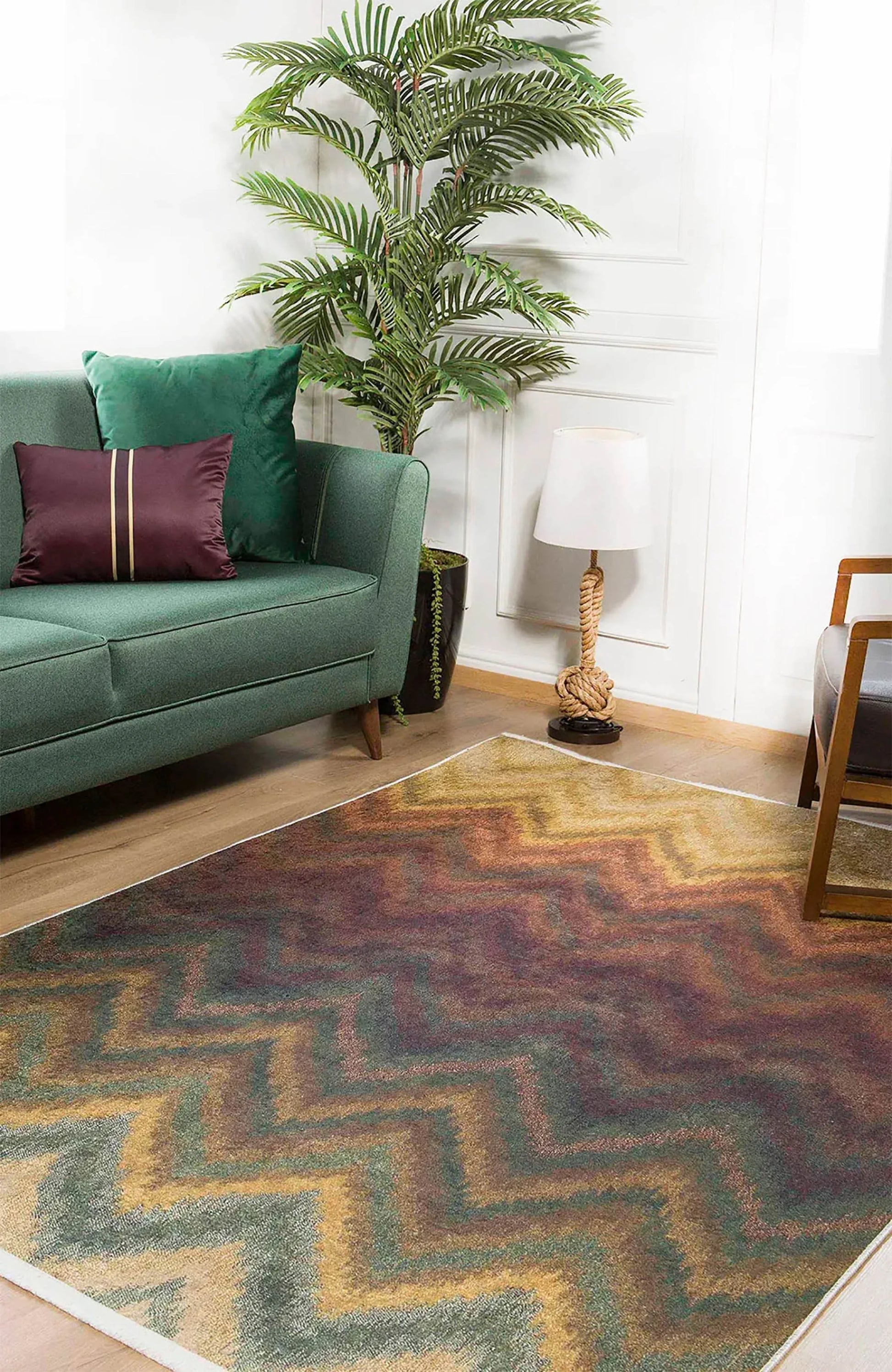 Degrade Zigzag Toprak Tonları Chevron Modern Halı