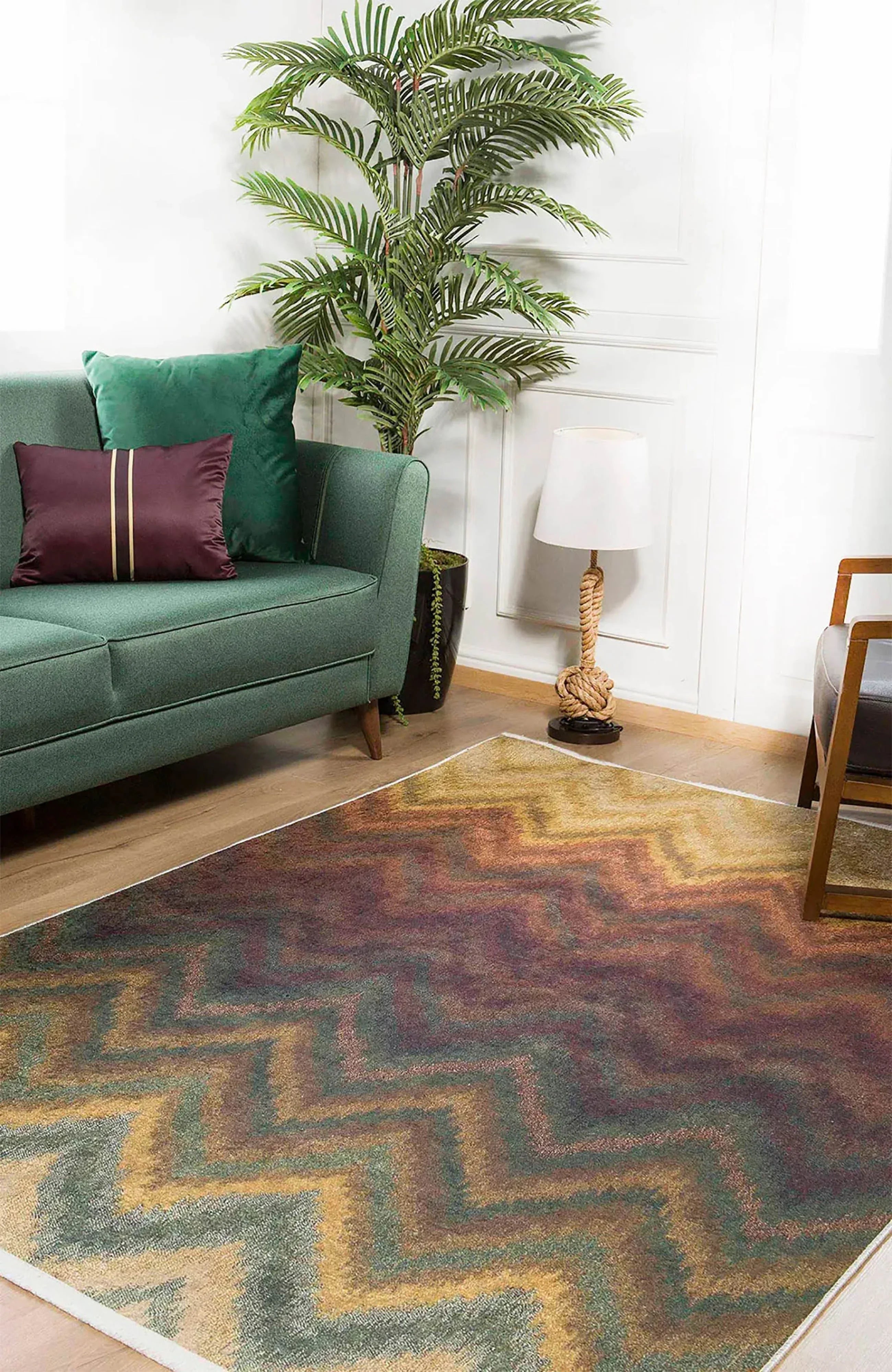 Degrade Zigzag Toprak Tonları Chevron Modern Halı