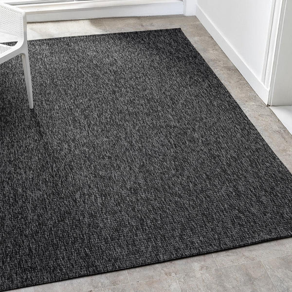 Düz Antrasit Siyah Jüt Görünümlü Modern Halı - L663ANBO