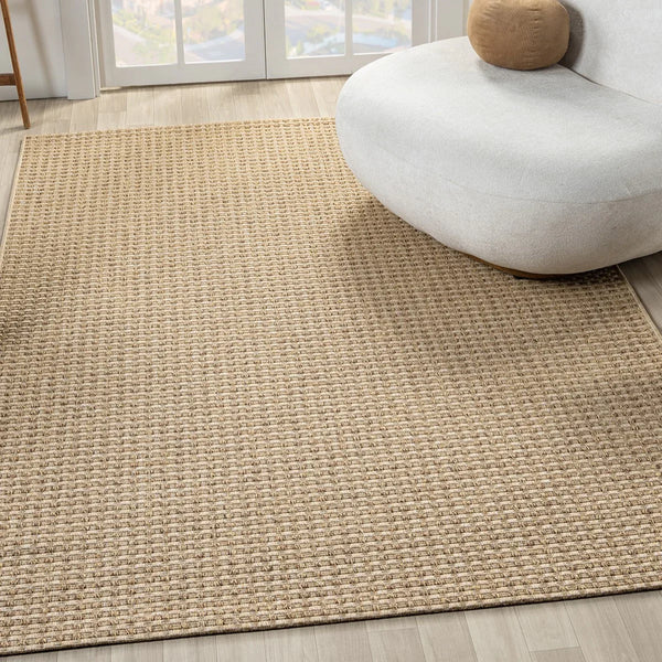 Flat Beige Plaid Woven Modern Rug - L667KABO