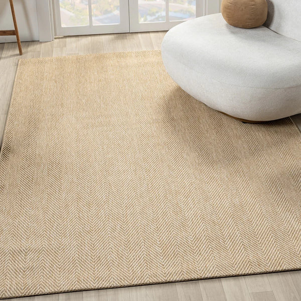 Düz Bej Kılçık Desenli Modern Halı - L665BJBO