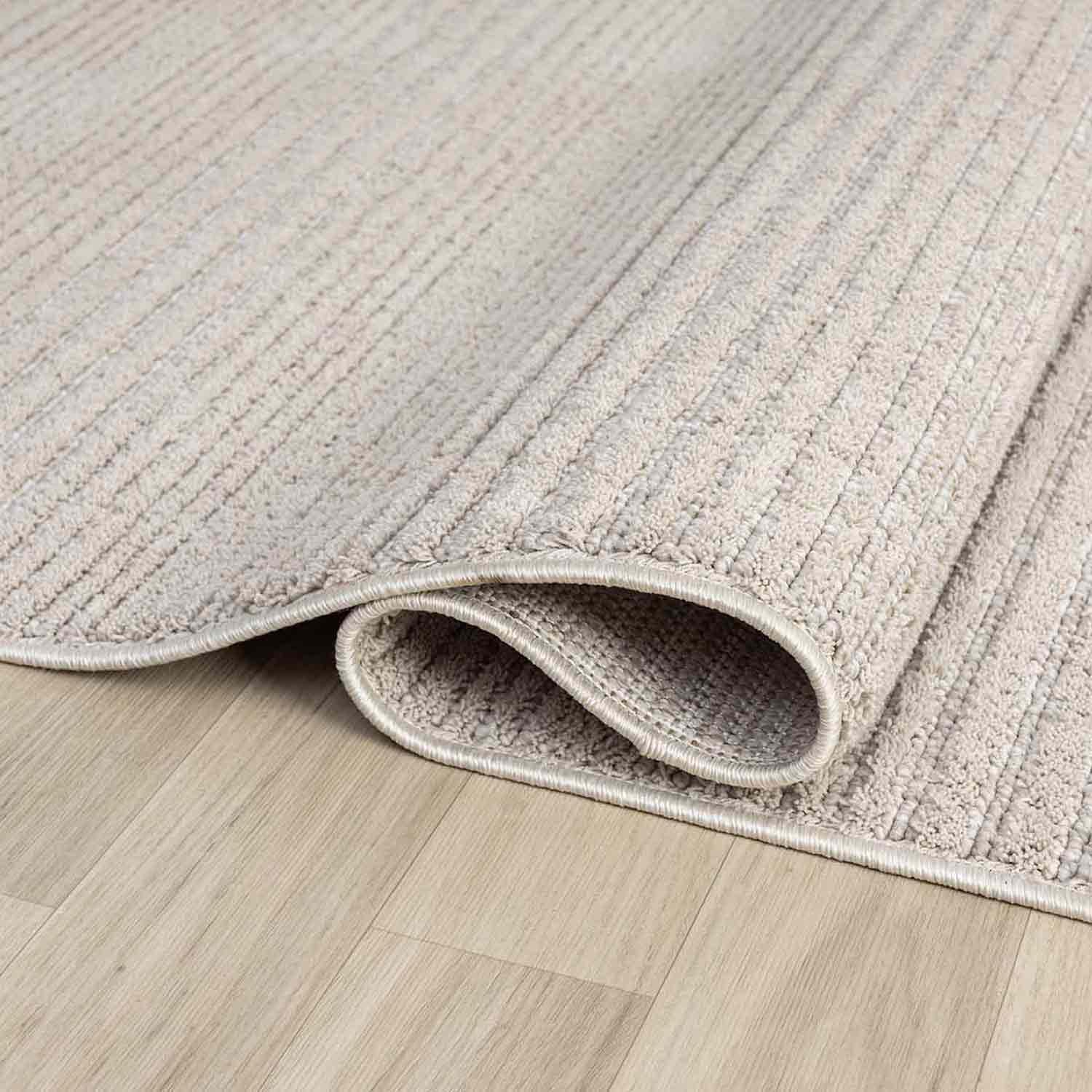 Düz Bej Yatay Çizgili Modern Halı
