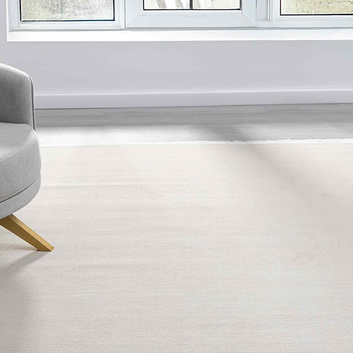 Düz Krem Bej Sade Dikey Çizgili Modern Yıkanabilir Halı