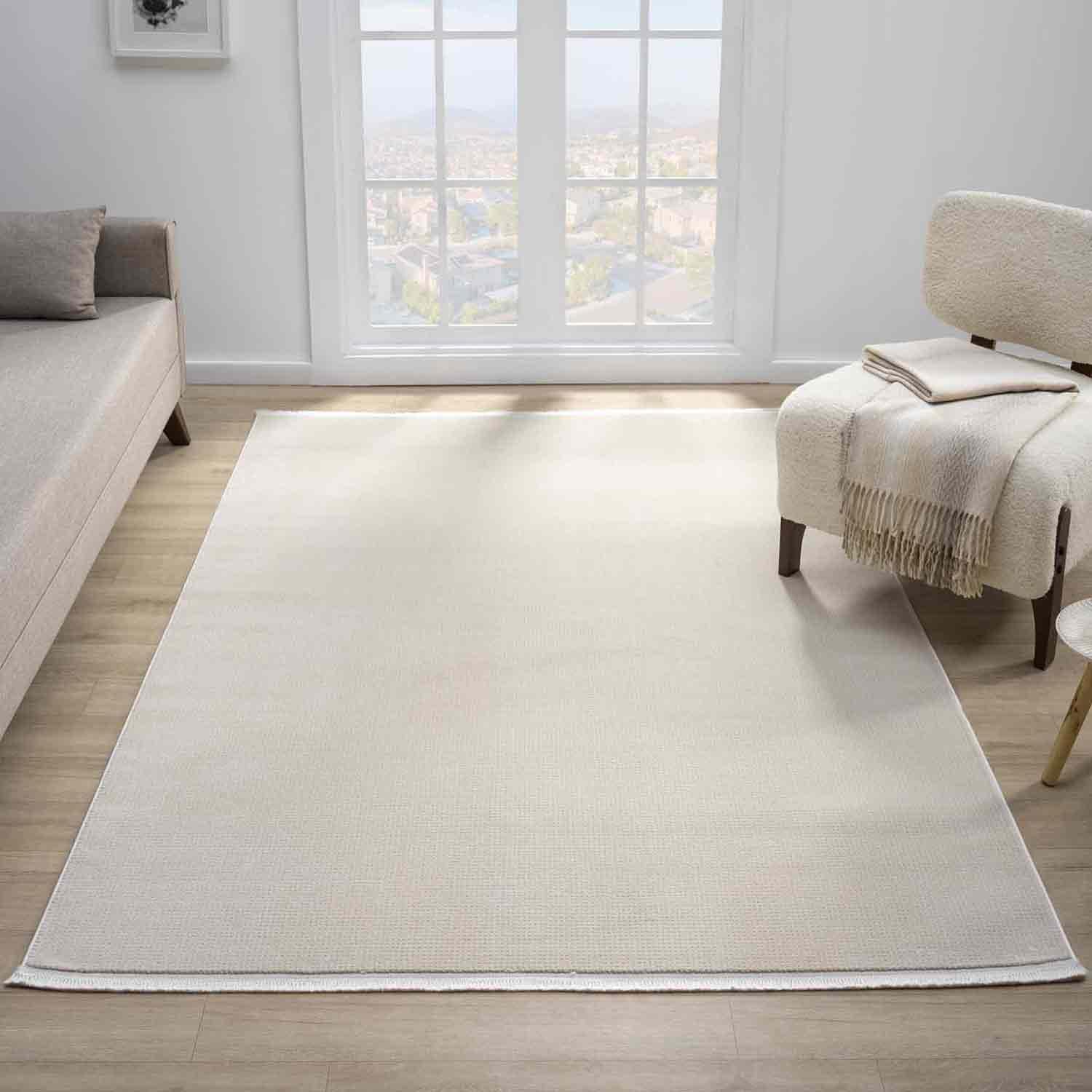 Düz Krem Bej Sade Modern Halı