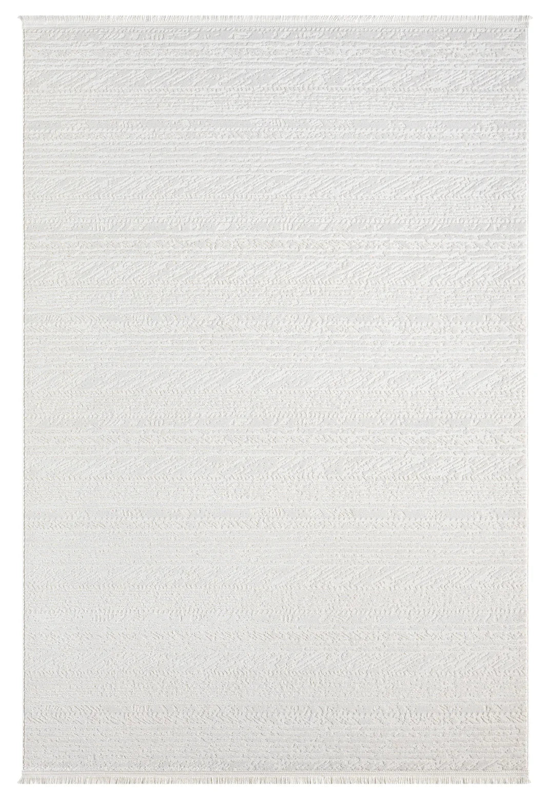Düz Krem Beyaz Şeritli Modern Halı