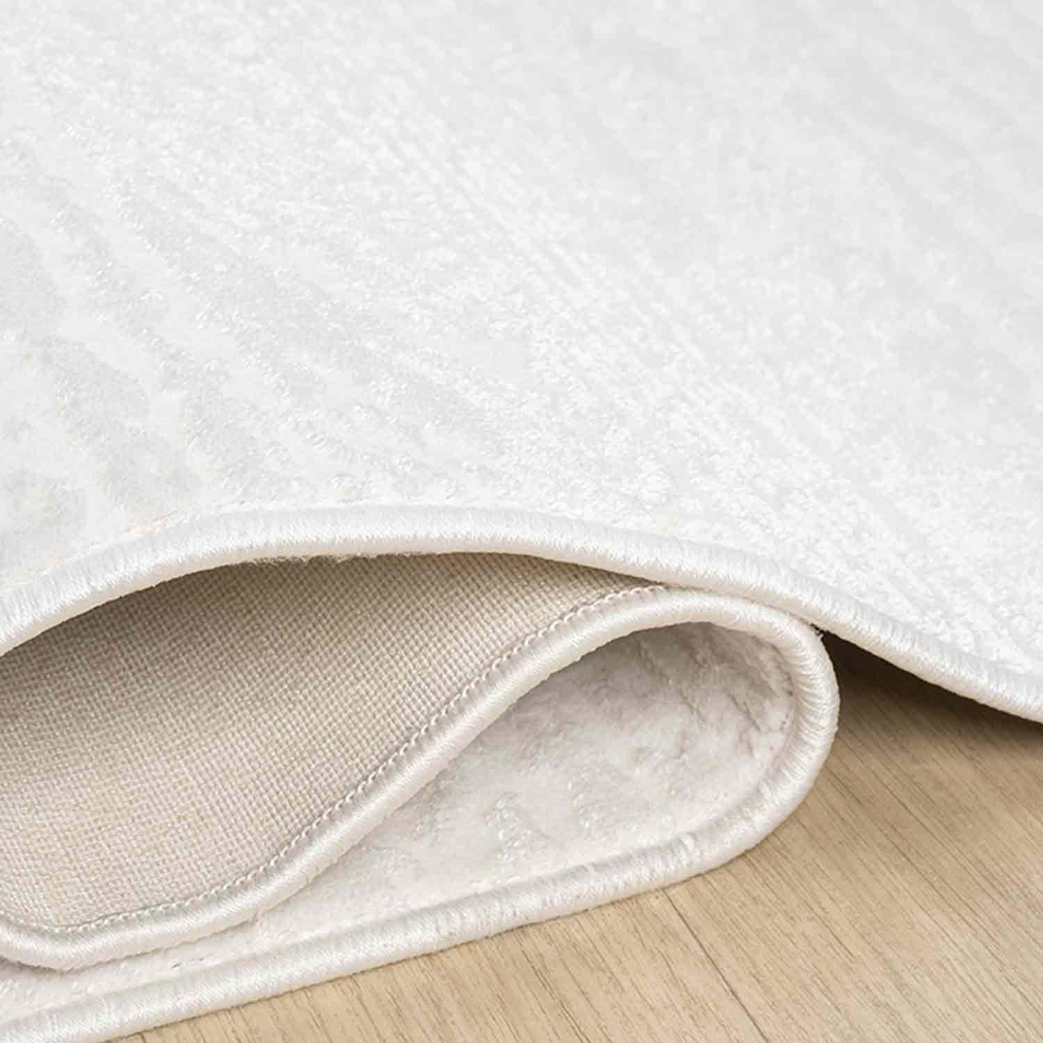 Düz Krem Beyaz Şeritli Modern Halı
