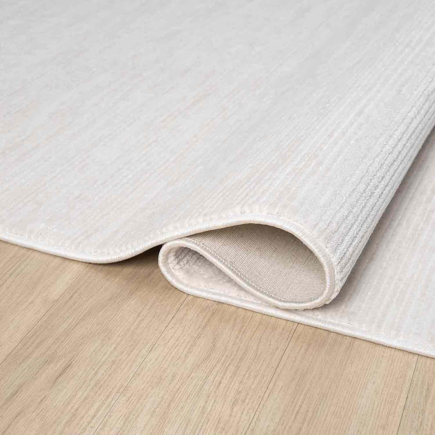 Düz Krem Yatay Çizgili Modern Halı