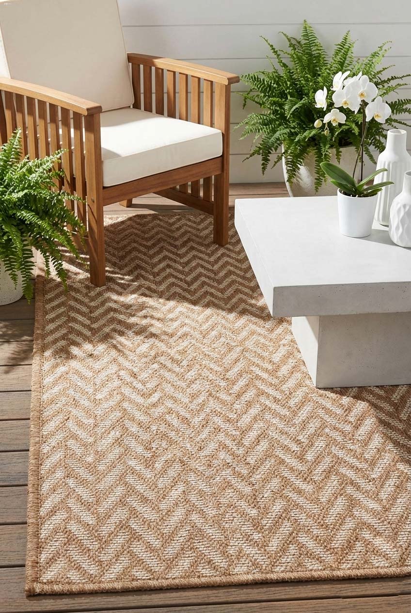 Karamel ve Ekru Zikzak Sisal Dokulu Halı - FM01W