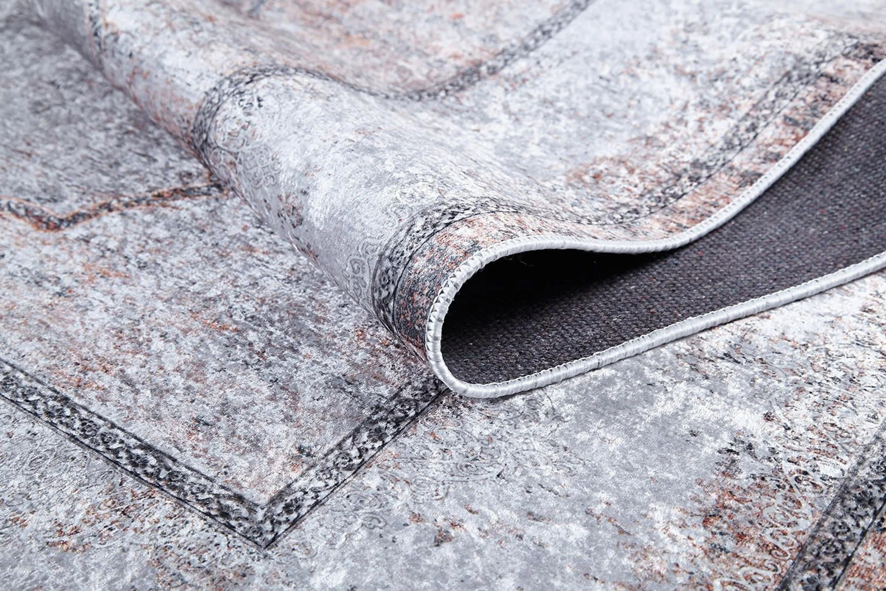 Eskitme Doğal Fildişi Bej Gri Halı