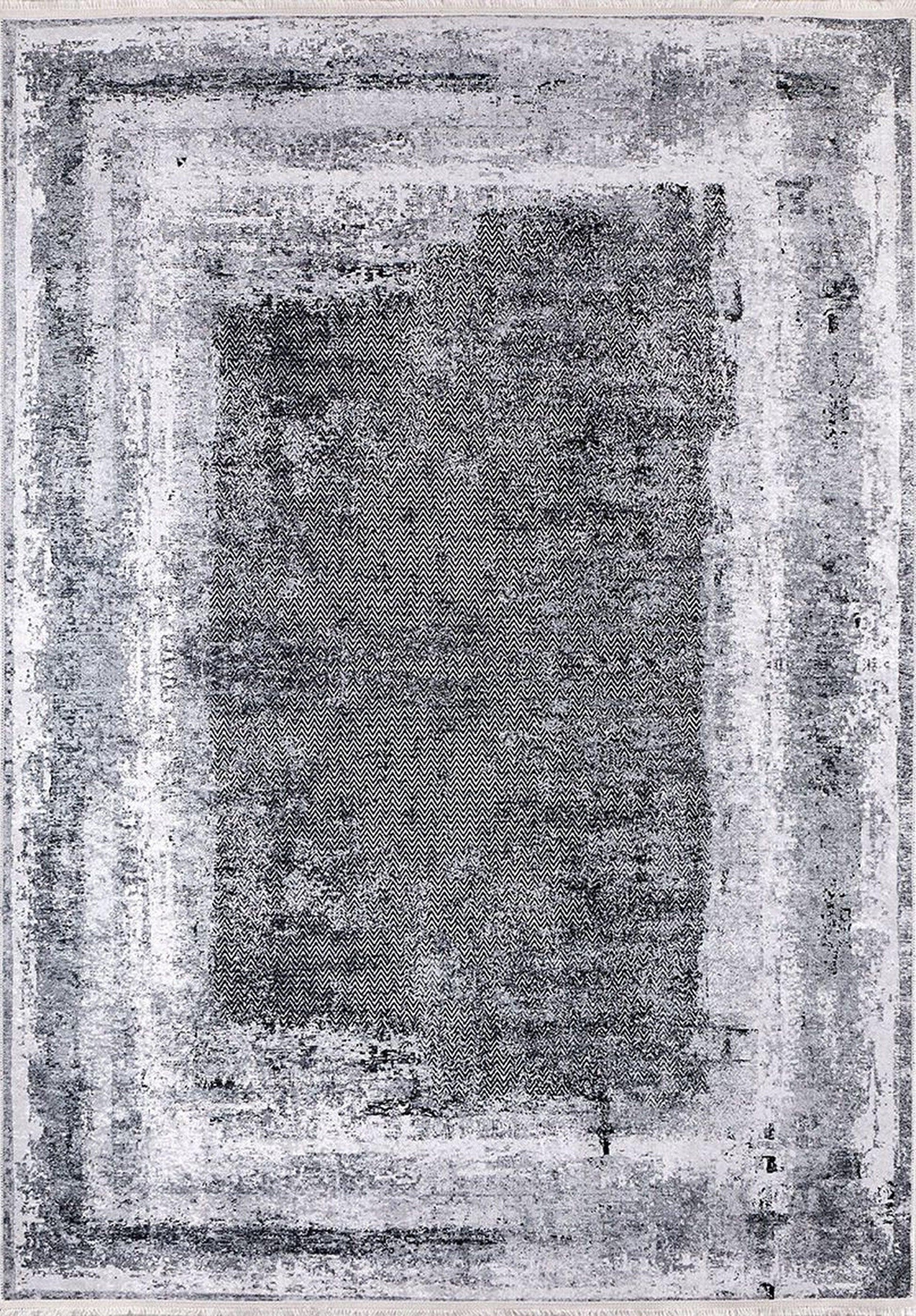 Eskitme Gri Abstract Desenli Halı