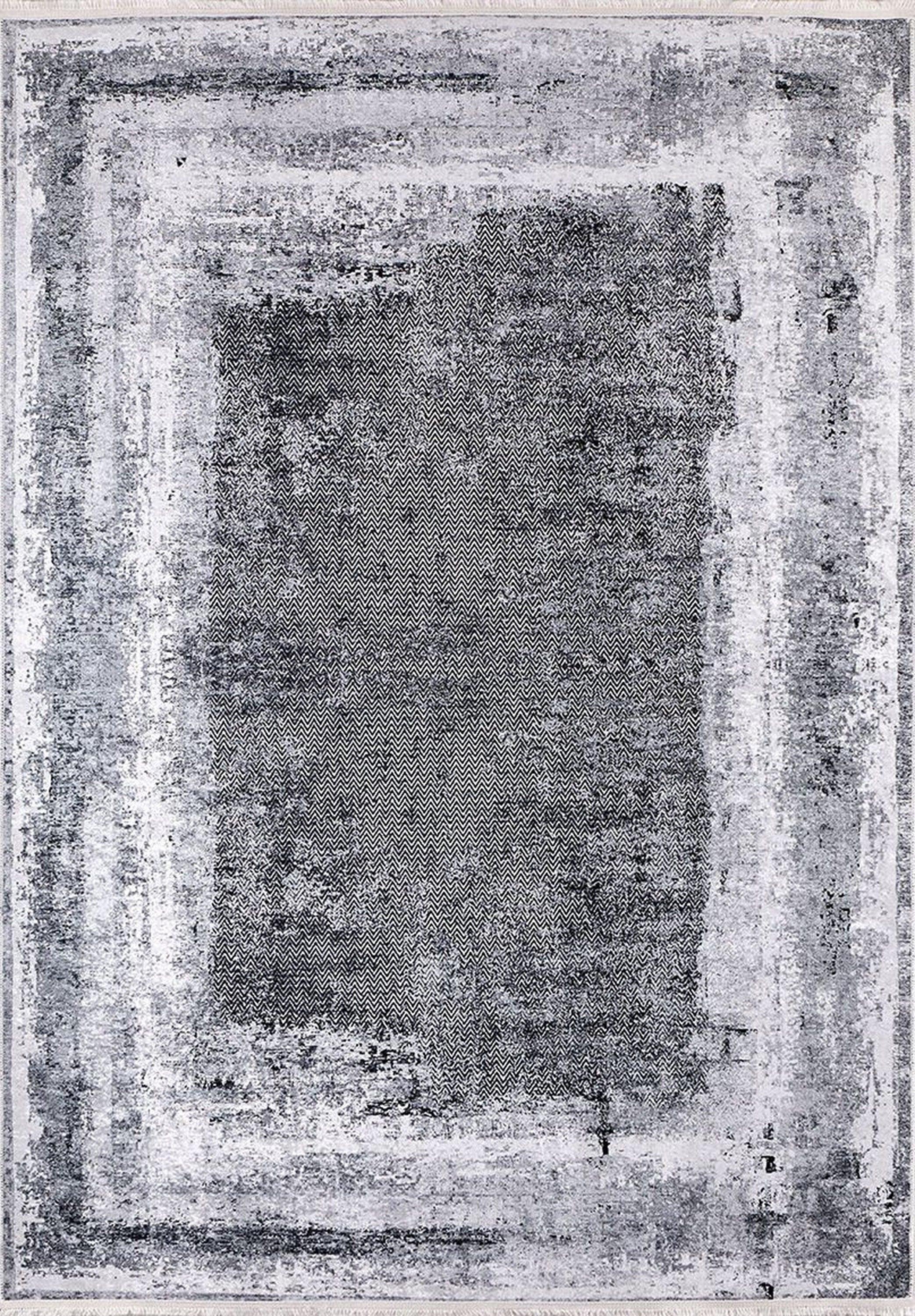 Eskitme Gri Abstract Desenli Halı