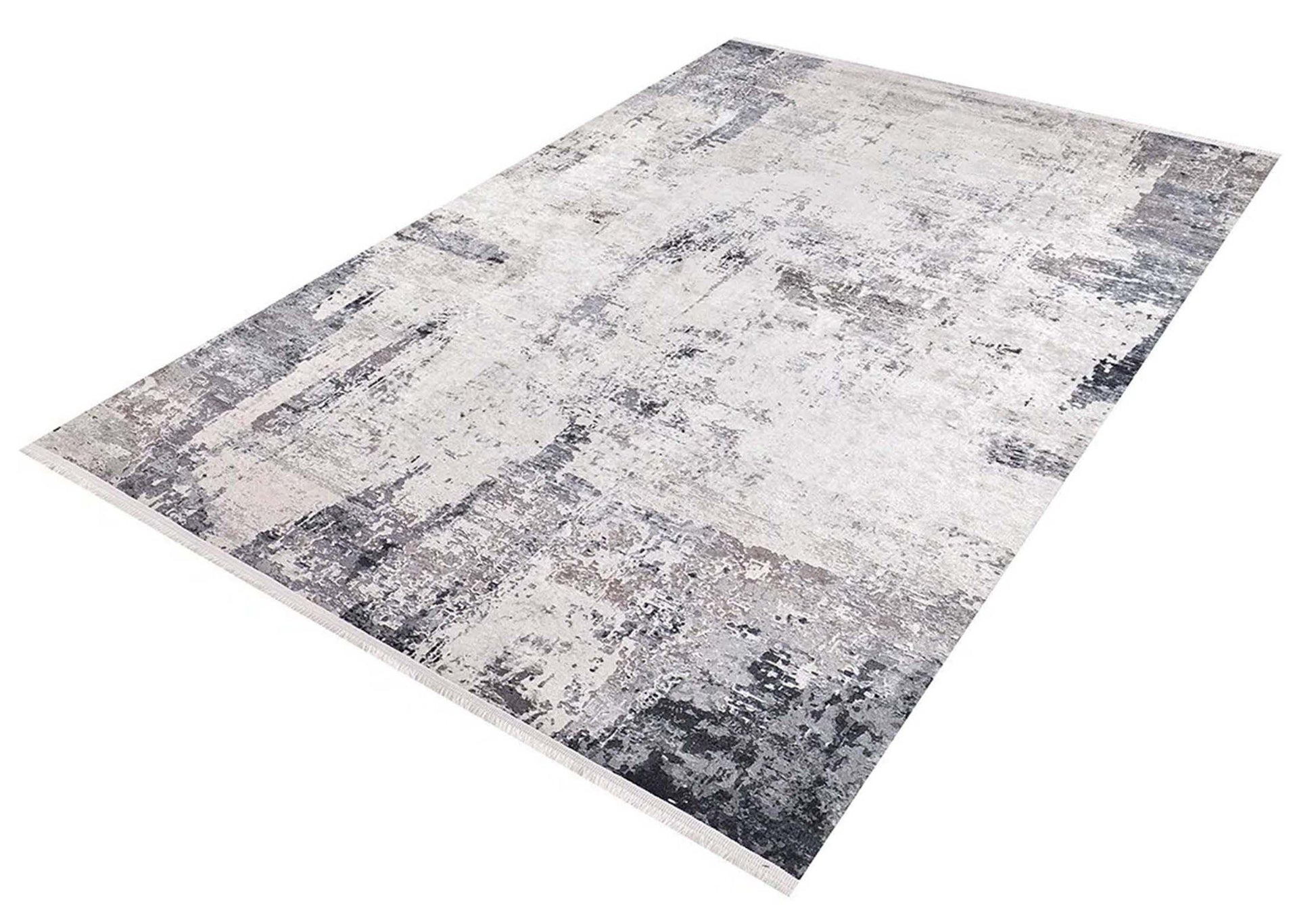 Eskitme Gri Krem Abstract Desenli Halı
