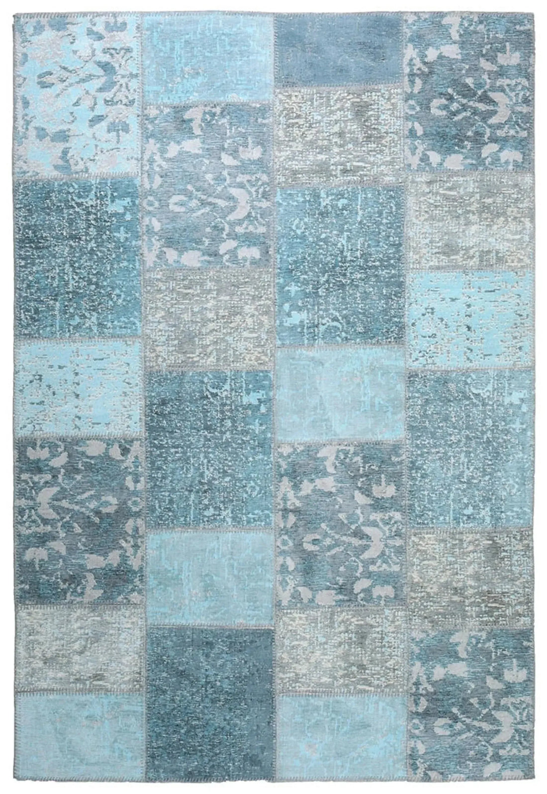 Eskitme Patchwork Açık Gökyüzü Mavi Halı