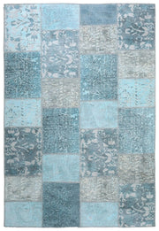 Eskitme Patchwork Açık Gökyüzü Mavi Halı